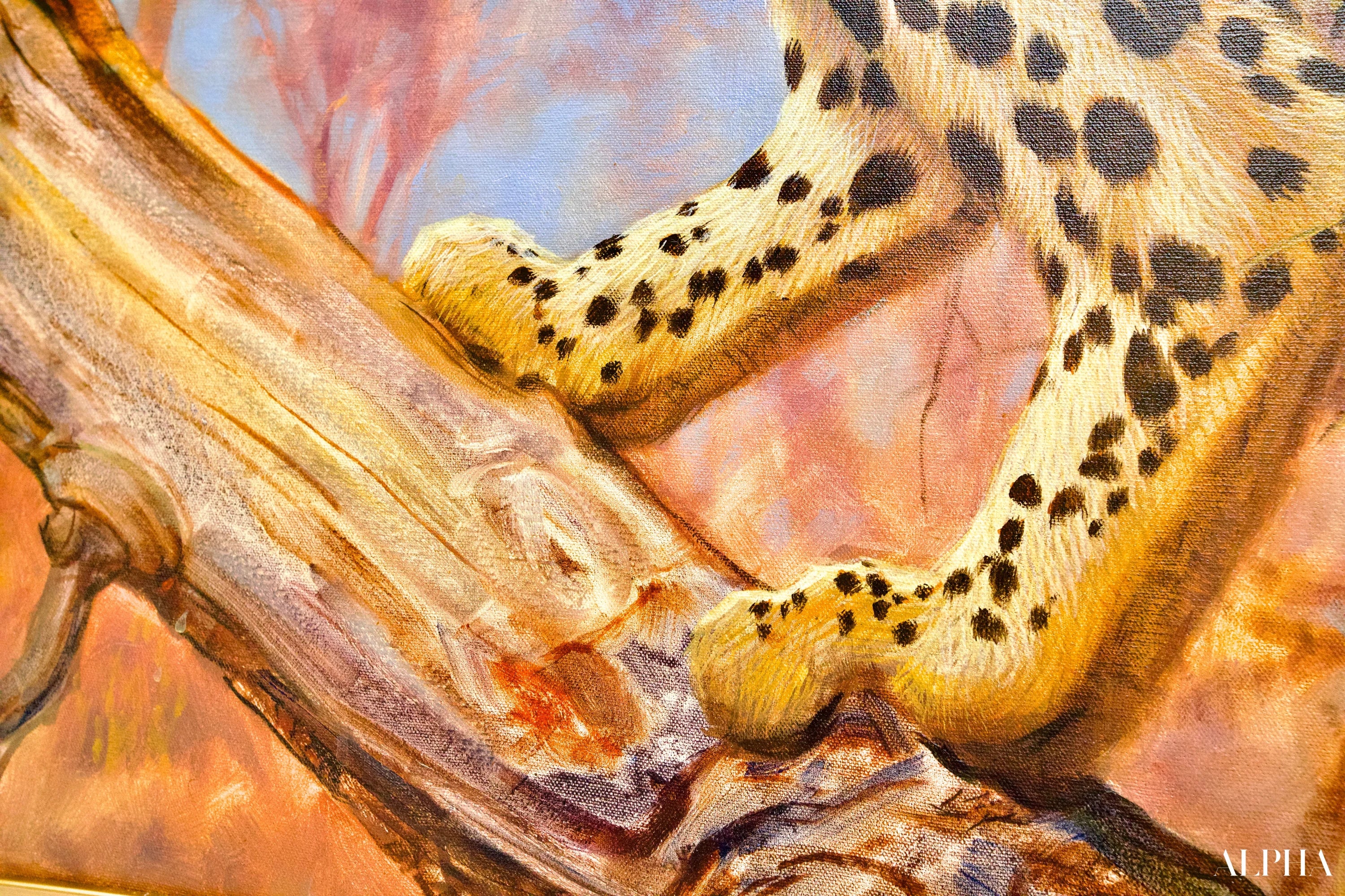 Léopard dans un arbre | 150 x 100 cm Reproductions de tableaux à la peinture à l’huile