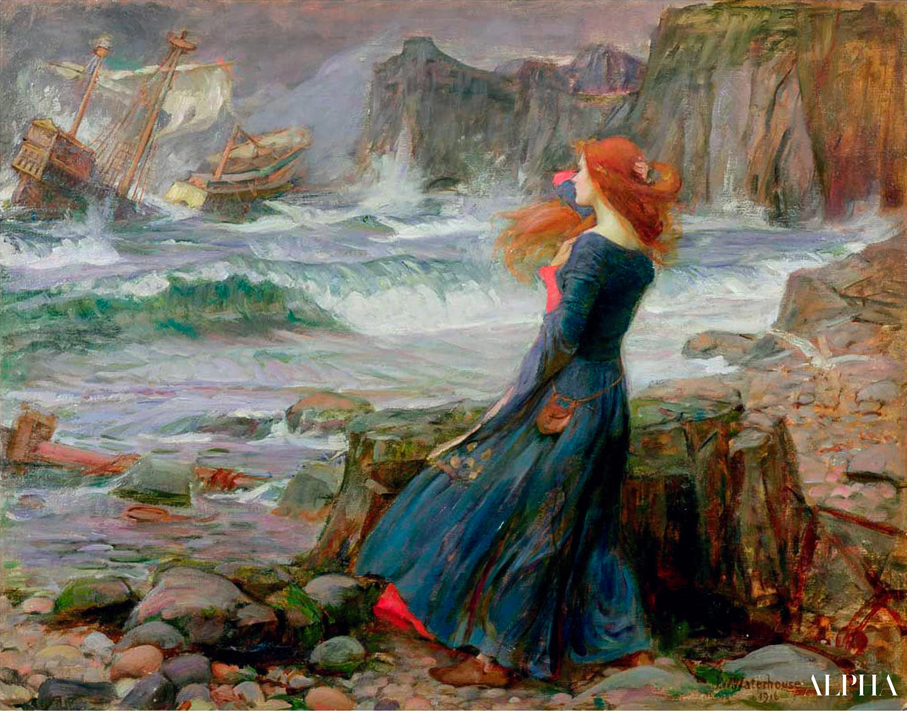 Reproduction du tableau « Miranda - La Tempête 2 - John William Waterhouse » par Alpha Reproduction en peinture à l’huile