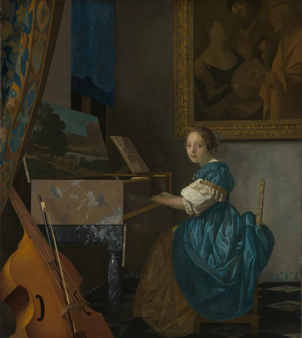 Jeune femme assise au virginal de Vermeer, vers 1670-1672, National Gallery