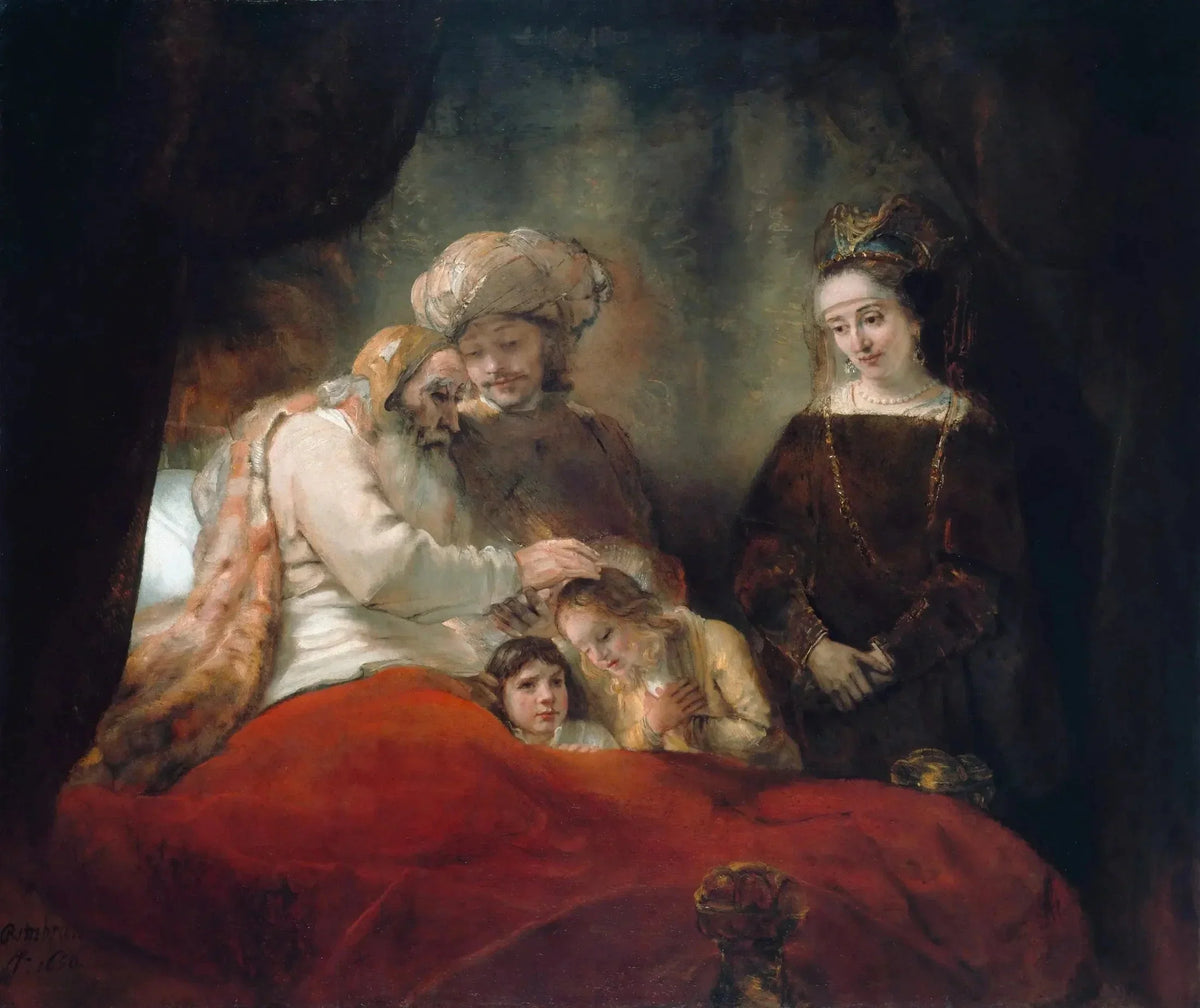 Jacob bénissant Éphraïm et Manassé de Rembrandt, 1656