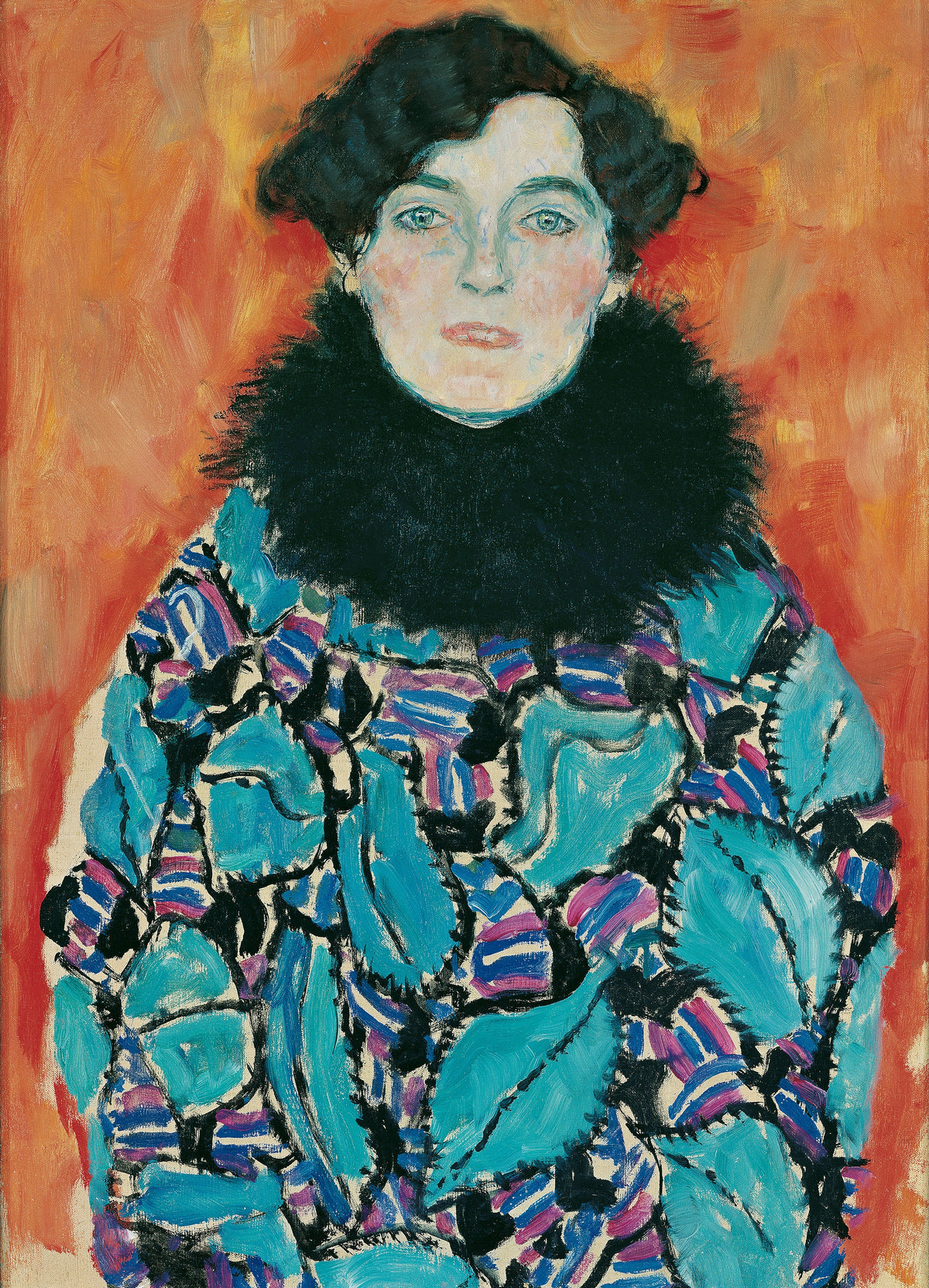 Johanna Staude de Gustav Klimt, portrait inachevé au col bleu