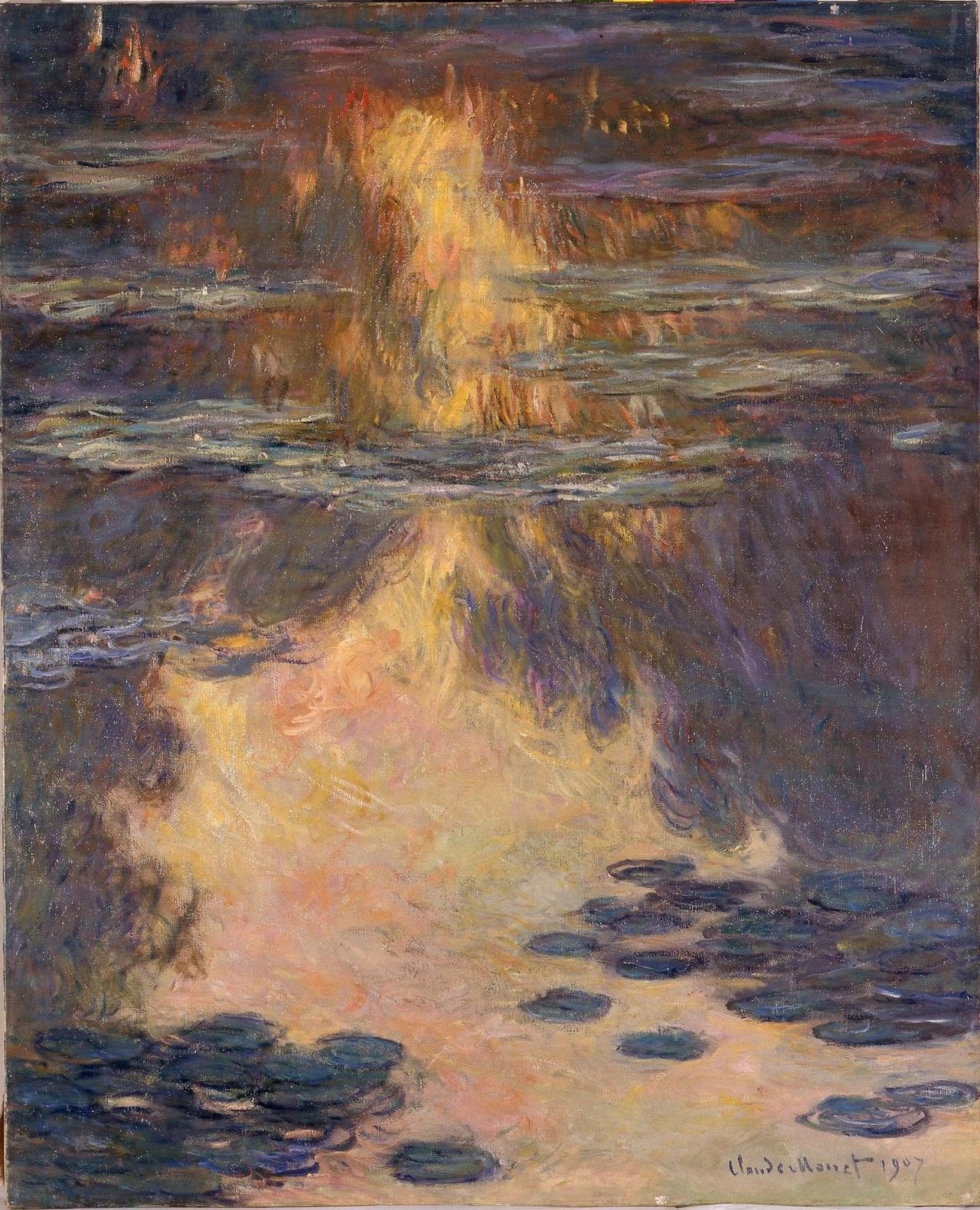 🔥 נימפיאות בשקיעה – קלוד מונה (1907)