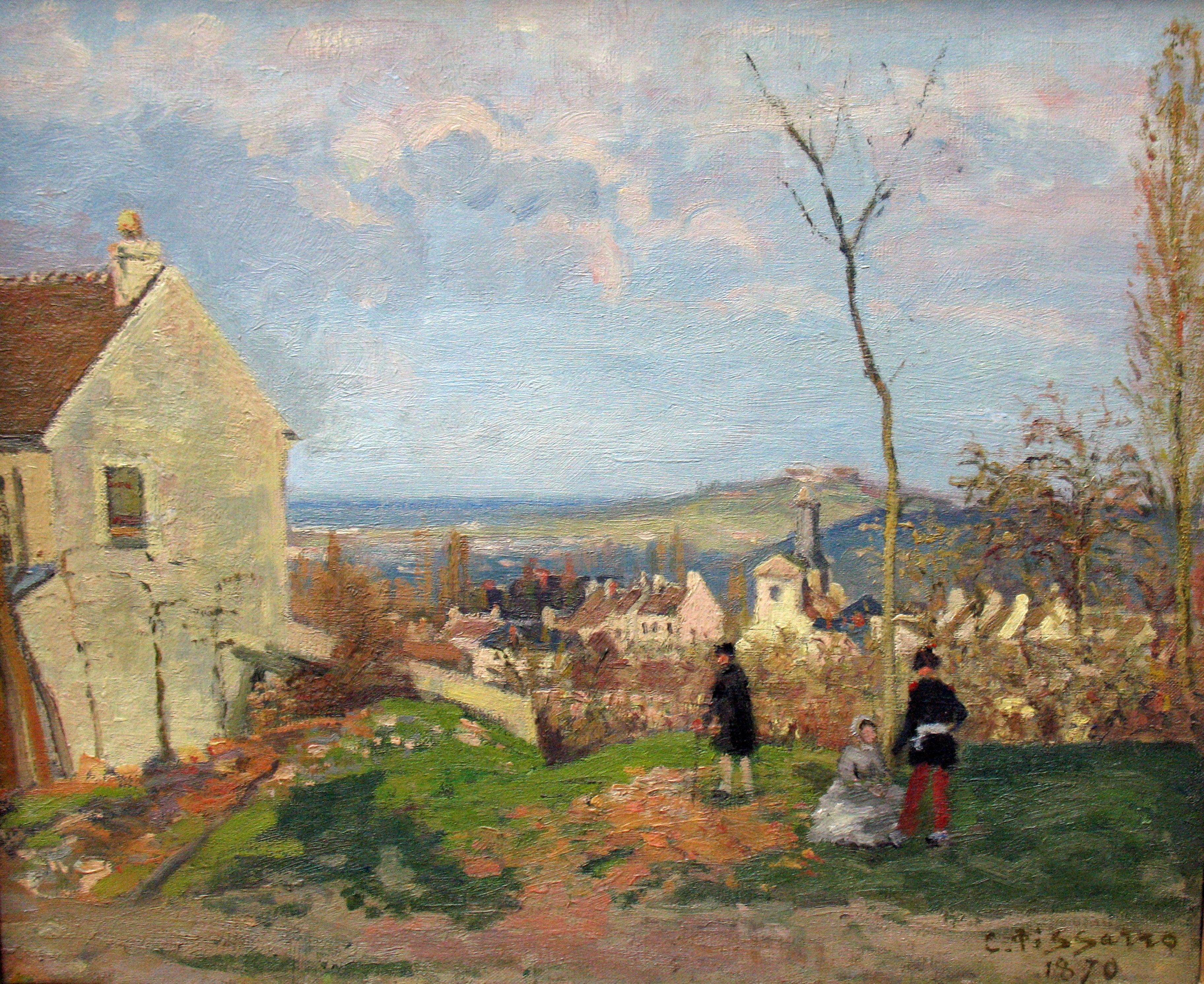 Reproduction du tableau « Louveciennes avec le Mont Valérien en arrière-plan - Camille Pissarro » par Alpha Reproduction en peinture à l’huile