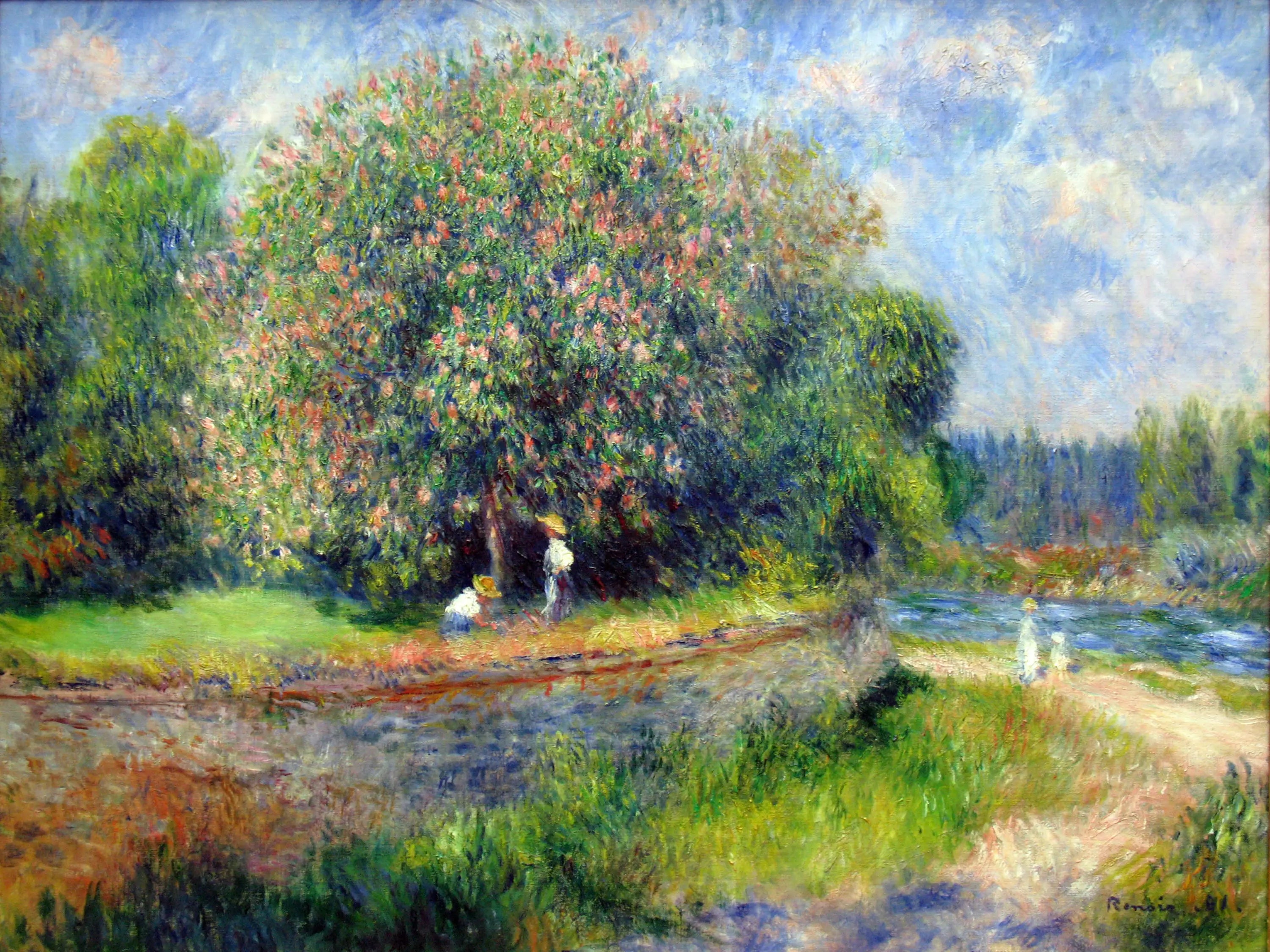 Reproduction du tableau « Le marronnier en fleurs - Pierre-Auguste Renoir » par Alpha Reproduction en peinture à l’huile