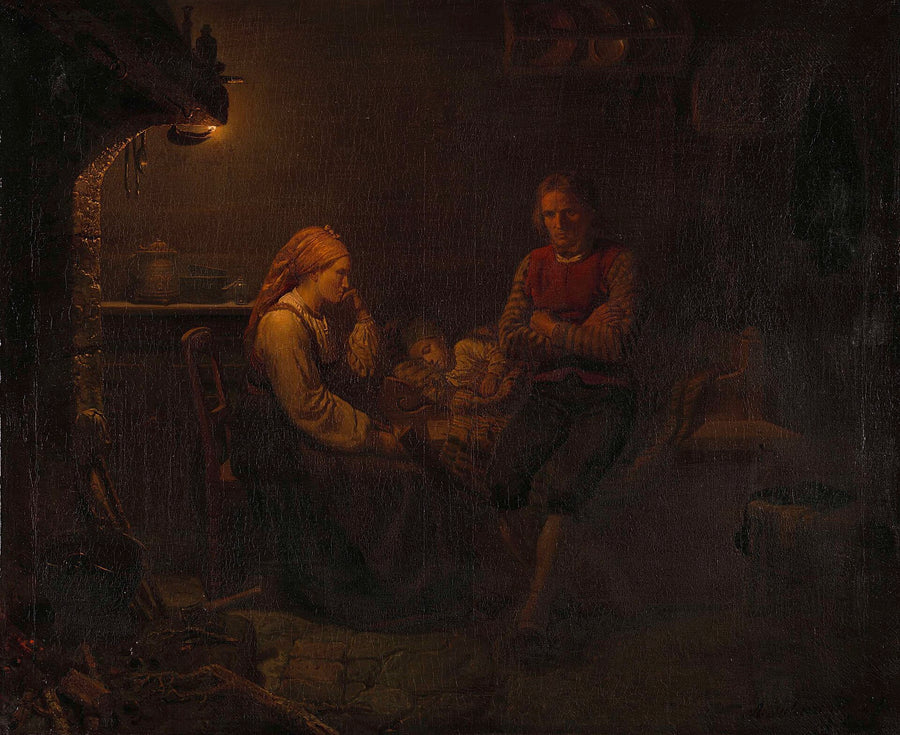 L’Enfant malade, Adolph Tidemand, 1851, peinture à l’huile