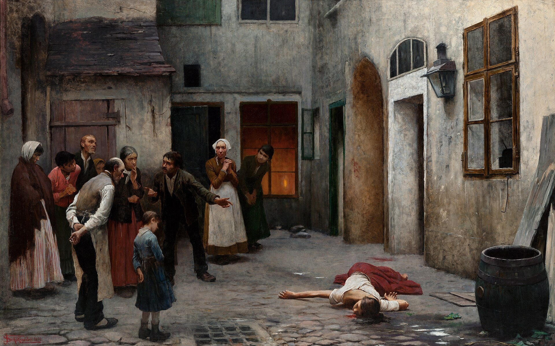 Meurtre dans la maison, Jakub Schikaneder, 1890