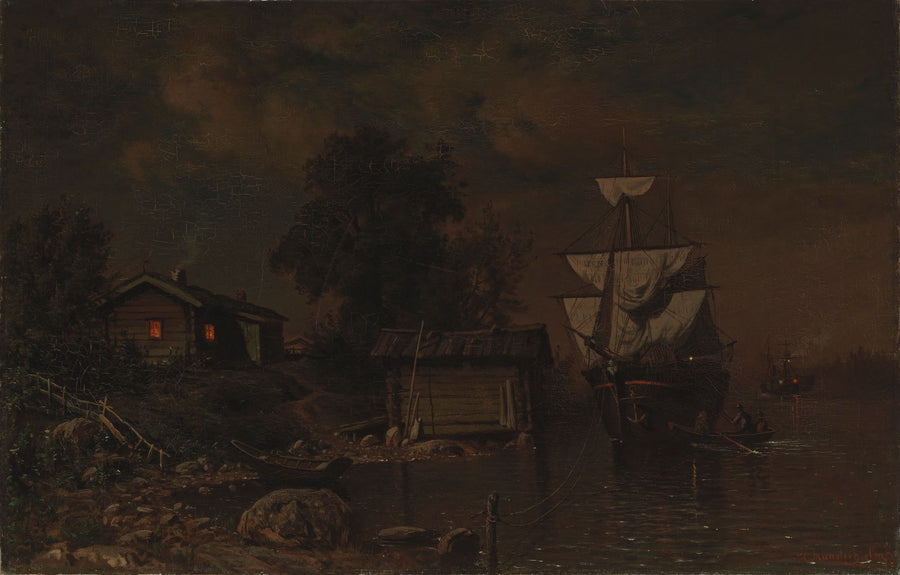 Navires au clair de lune, Hjalmar Munsterhjelm, 1872