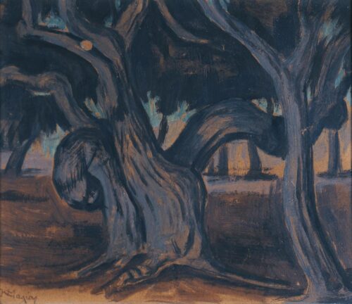 Les Oliviers, Konstantinos Maleas, 1920 - 1922, Oil on pasteboard