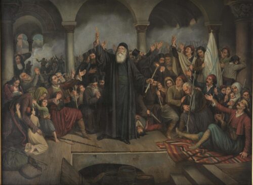 Le Monastère d’Arkadi, Theodoros Vryzakis, ca 1867, Oil on canvas