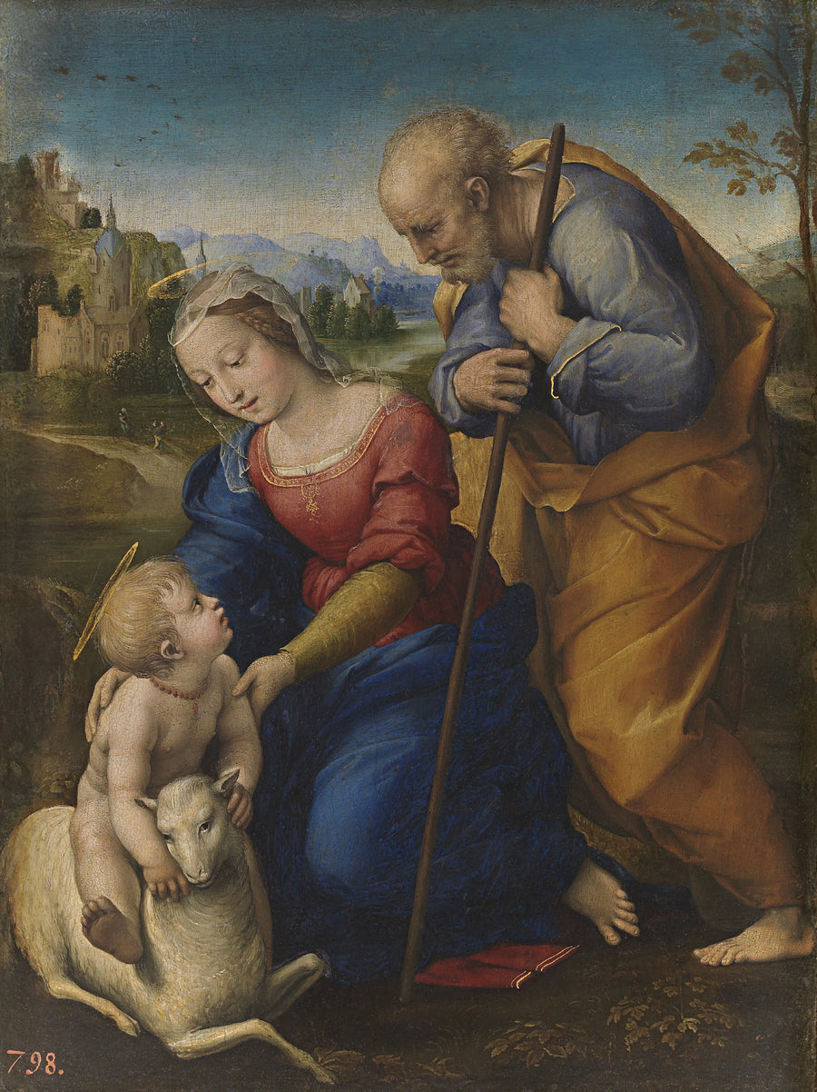 La Sainte Famille à l'agneau - Raphaël Sanzio image 1 reproduction artisanale de tableau