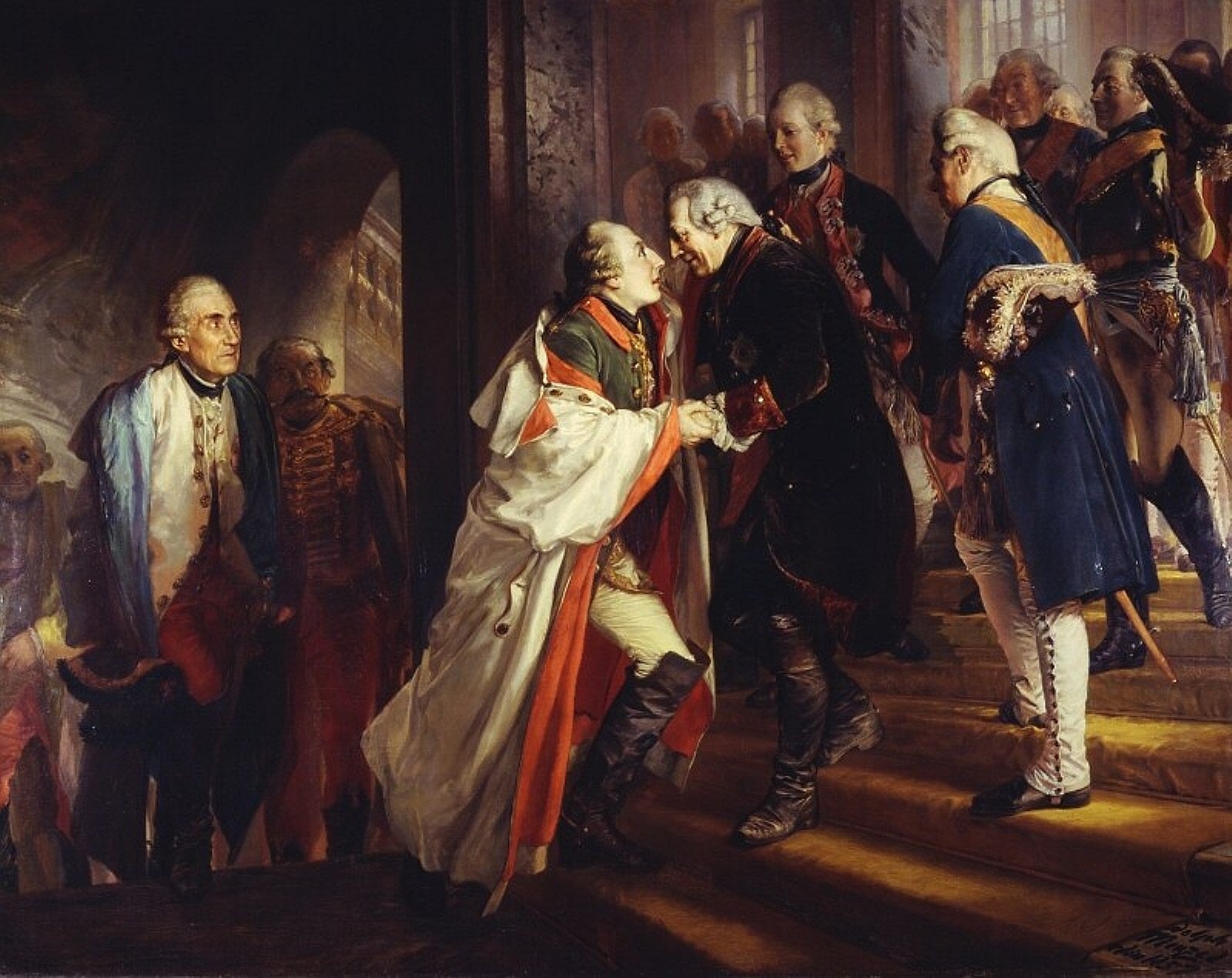 Rencontre de Frédéric II avec l'empereur Joseph II à Neisse en 1769 - Adolph von Menzel