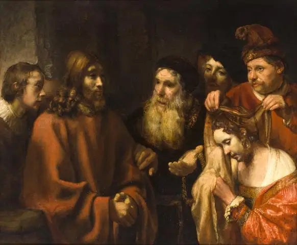 Reproduction du tableau « L'adultère avant le Christ - Rembrandt » par Alpha Reproduction en peinture à l’huile