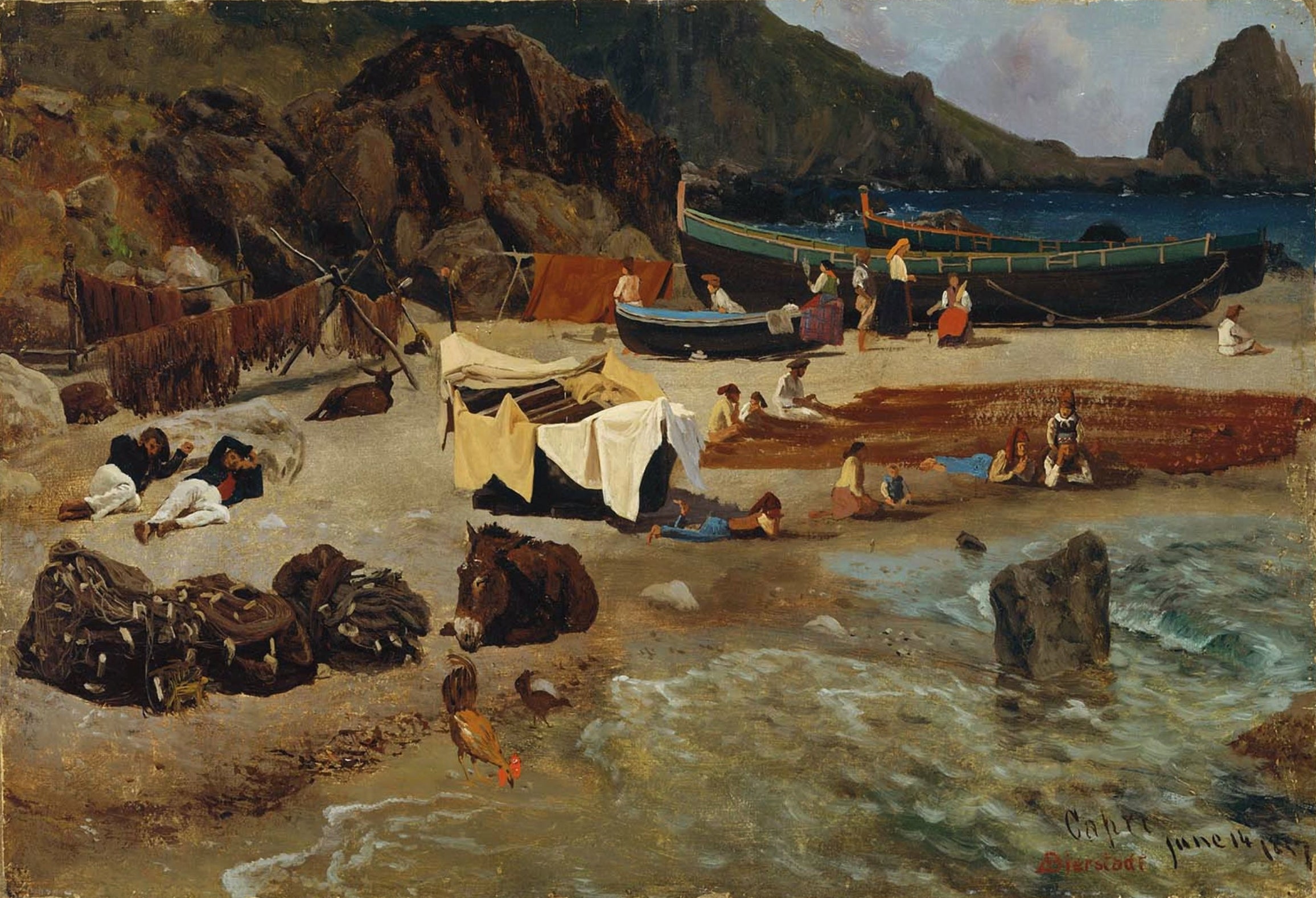 Bateaux de pêche à Capri - Albert Bierstadt