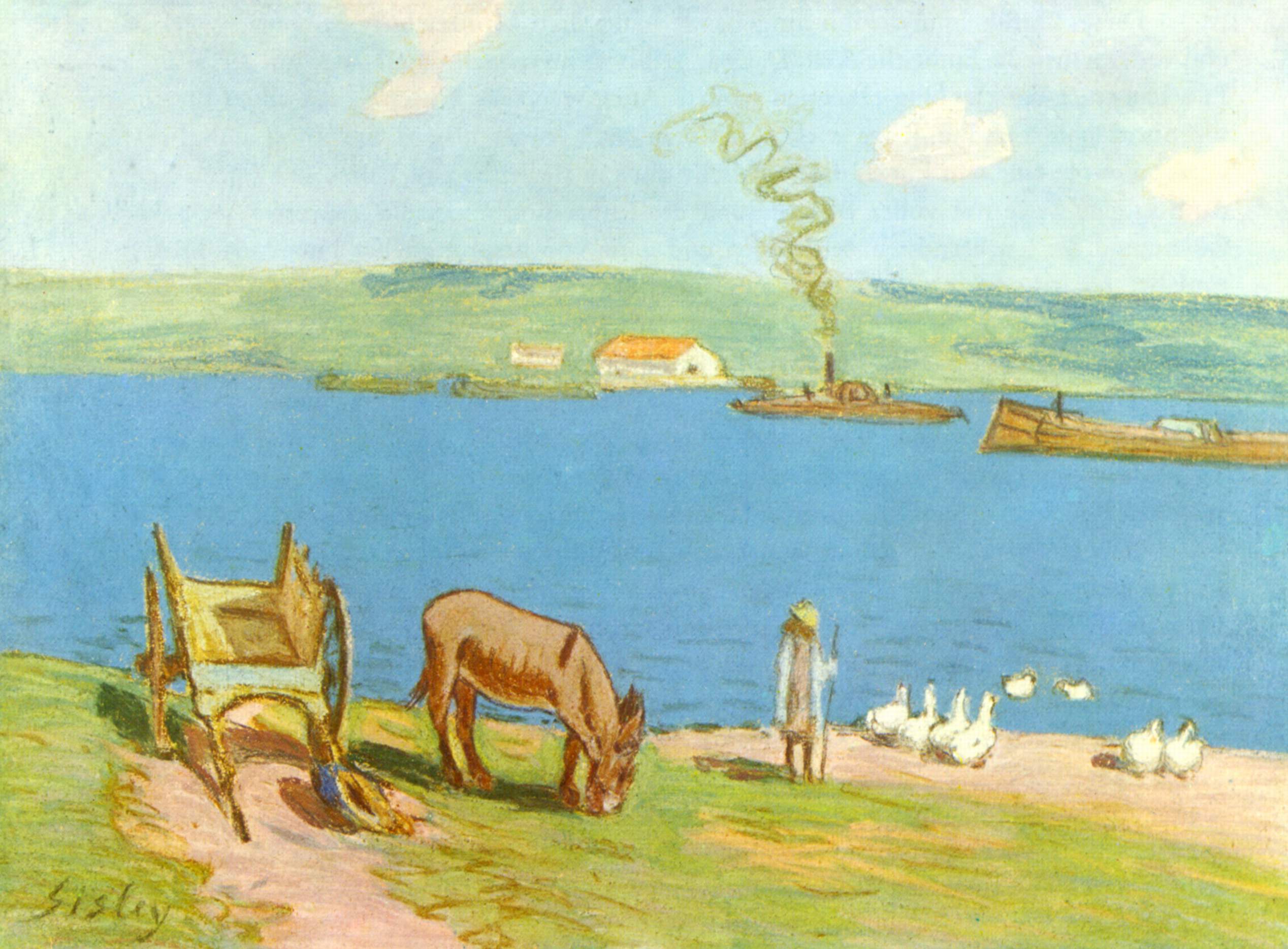 Reproduction du tableau « bord de la rivière - Alfred Sisley » par Alpha Reproduction en peinture à l’huile