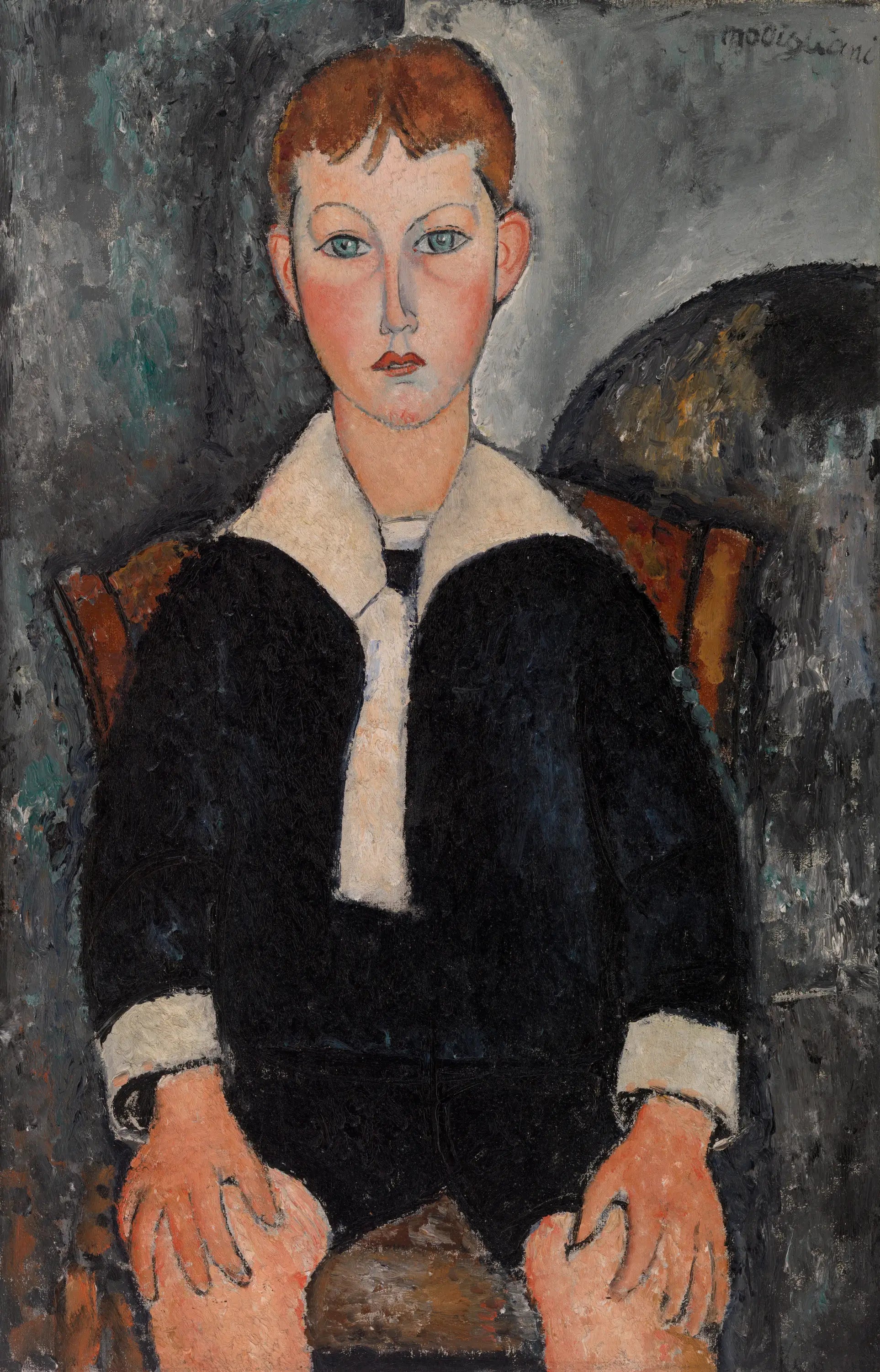 Reproduction du tableau « Garçon en costume de marin - Amedeo Modigliani » par Alpha Reproduction en peinture à l’huile