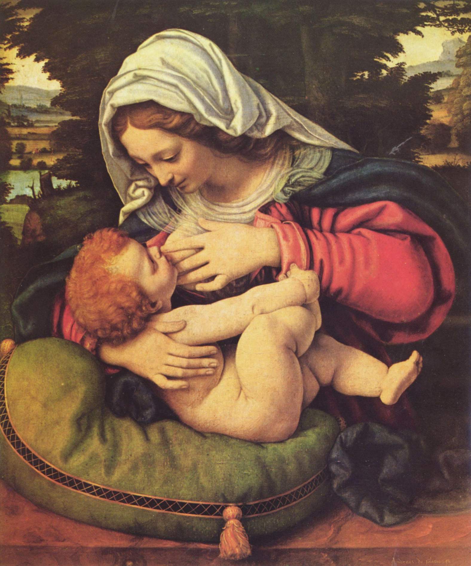 La Vierge au coussin vert - Andrea Solario - reproduction peinte à l'huile