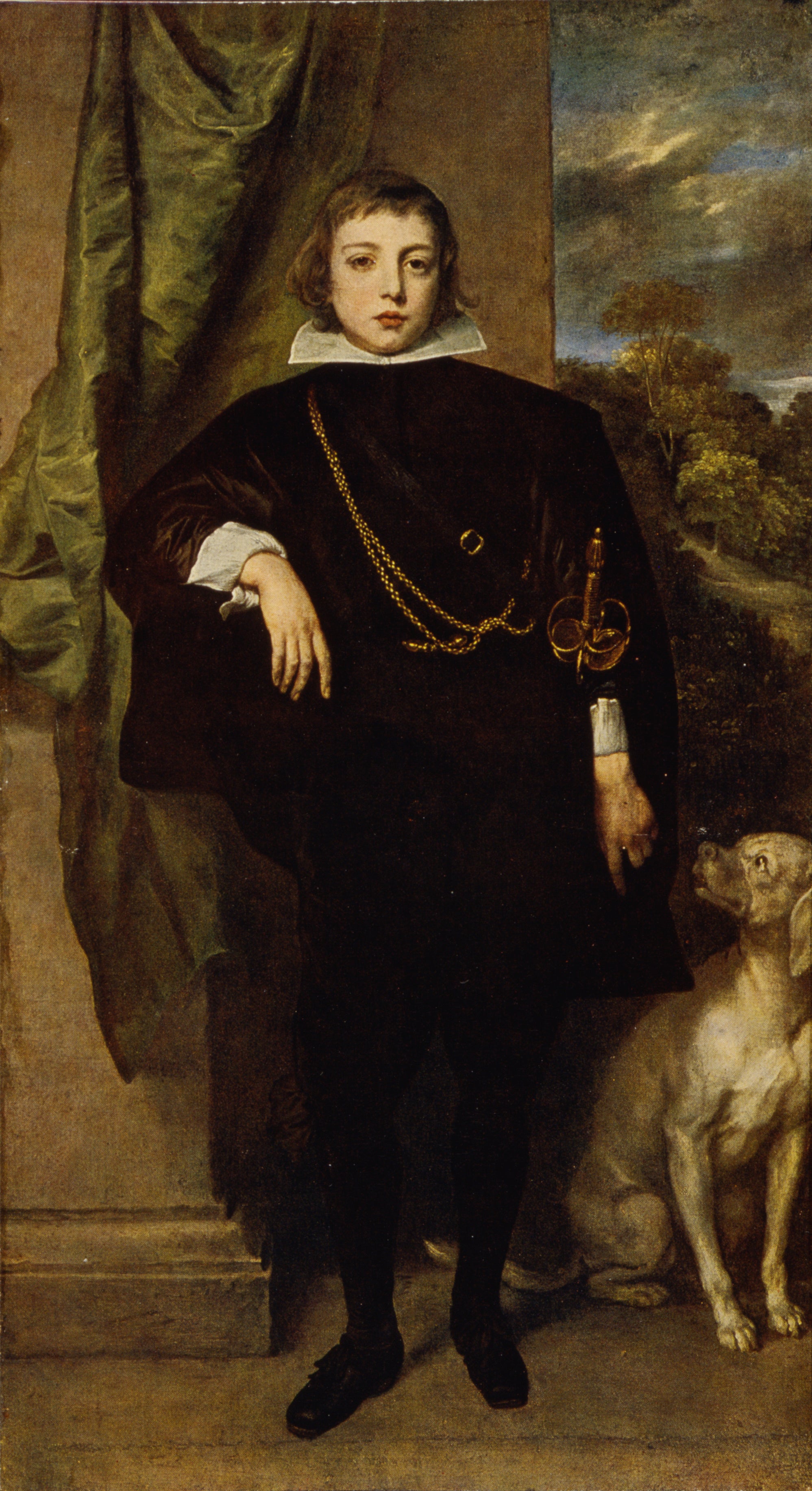 Portrait de Filippo Francesco d'Este, marquis de Lanzo avec son chien - Antoine van Dyck