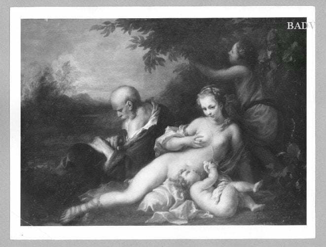 Scène mythologique : Femme nue allongée, putto, femme habillée et vieil homme (« Die 3 Lebensalter ») - Antoine van Dyck