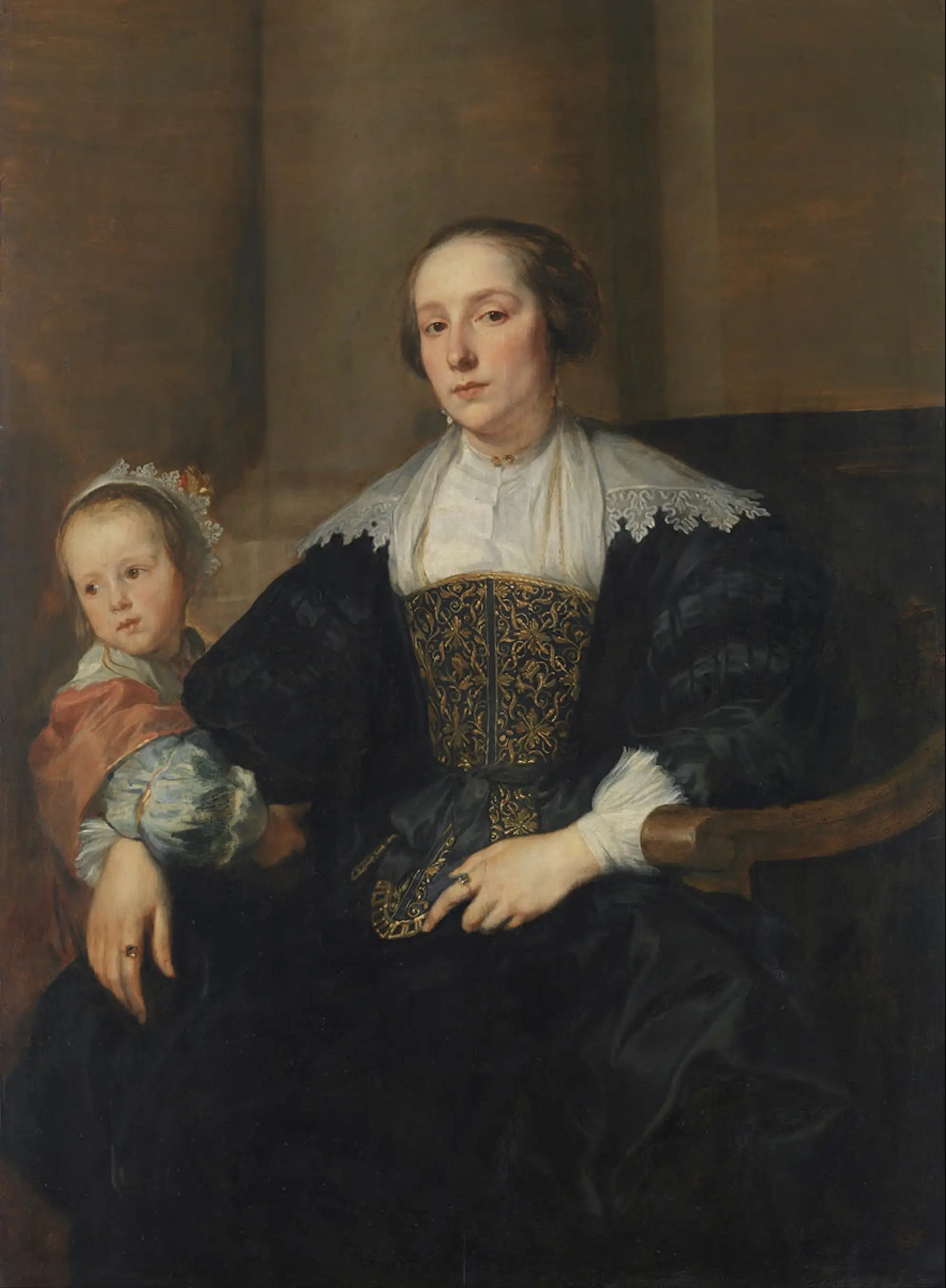 Portrait d’Anna van Thielen épouse du peintre Theodoor Rombouts avec leur fille - Antoine van Dyck - Alpha Reproduction