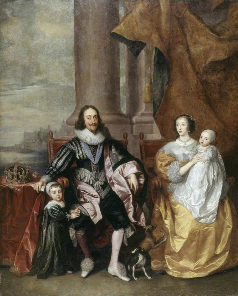 Charles Ier (1600-1649) et Henriette Marie (vers 1609-1669), avec leurs deux enfants aînés, le prince Charles (1630-1685) et la princesse Marie (1631-1660) - Antoine van Dyck