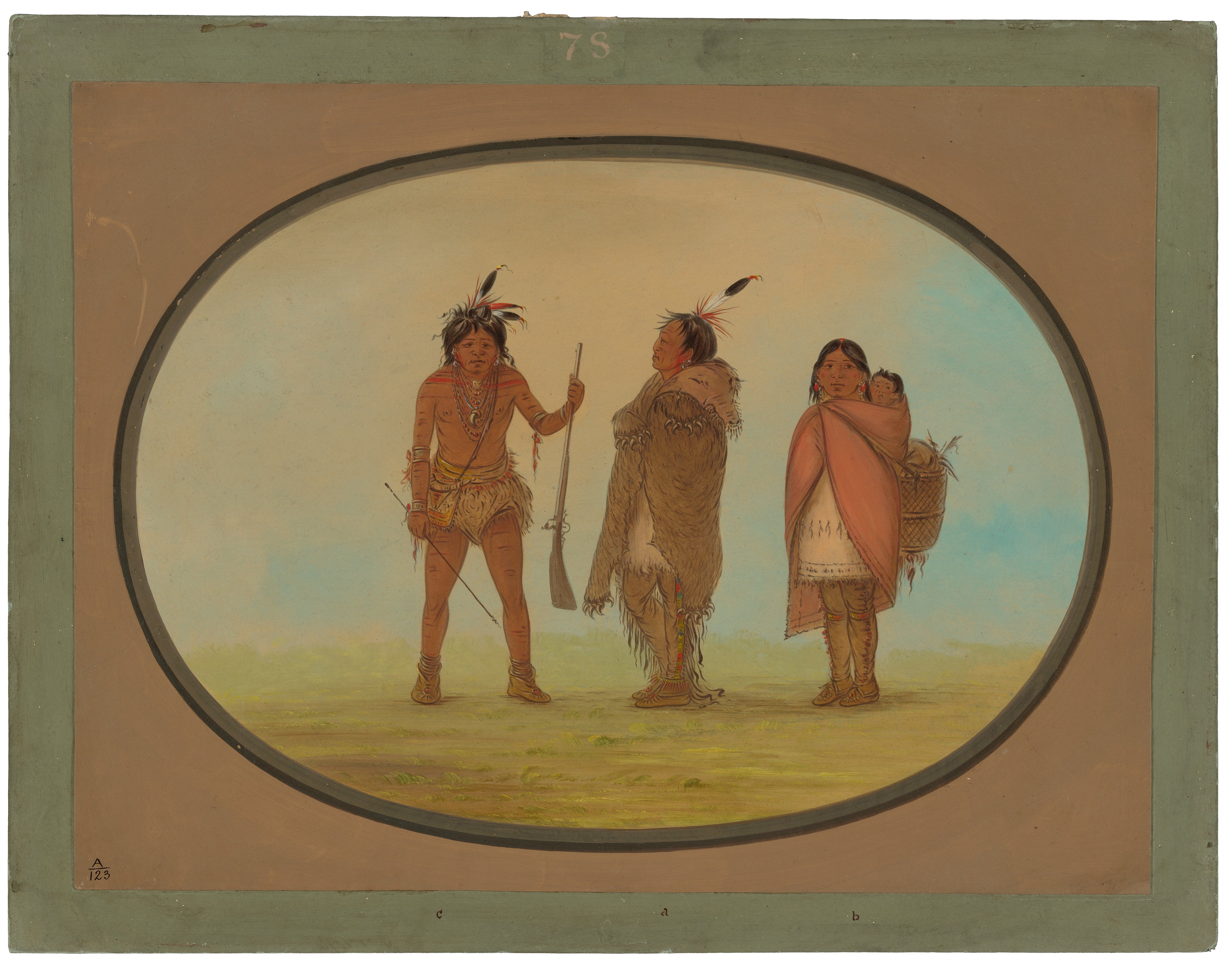 Chef Arapaho, sa femme et un guerrier - George Catlin