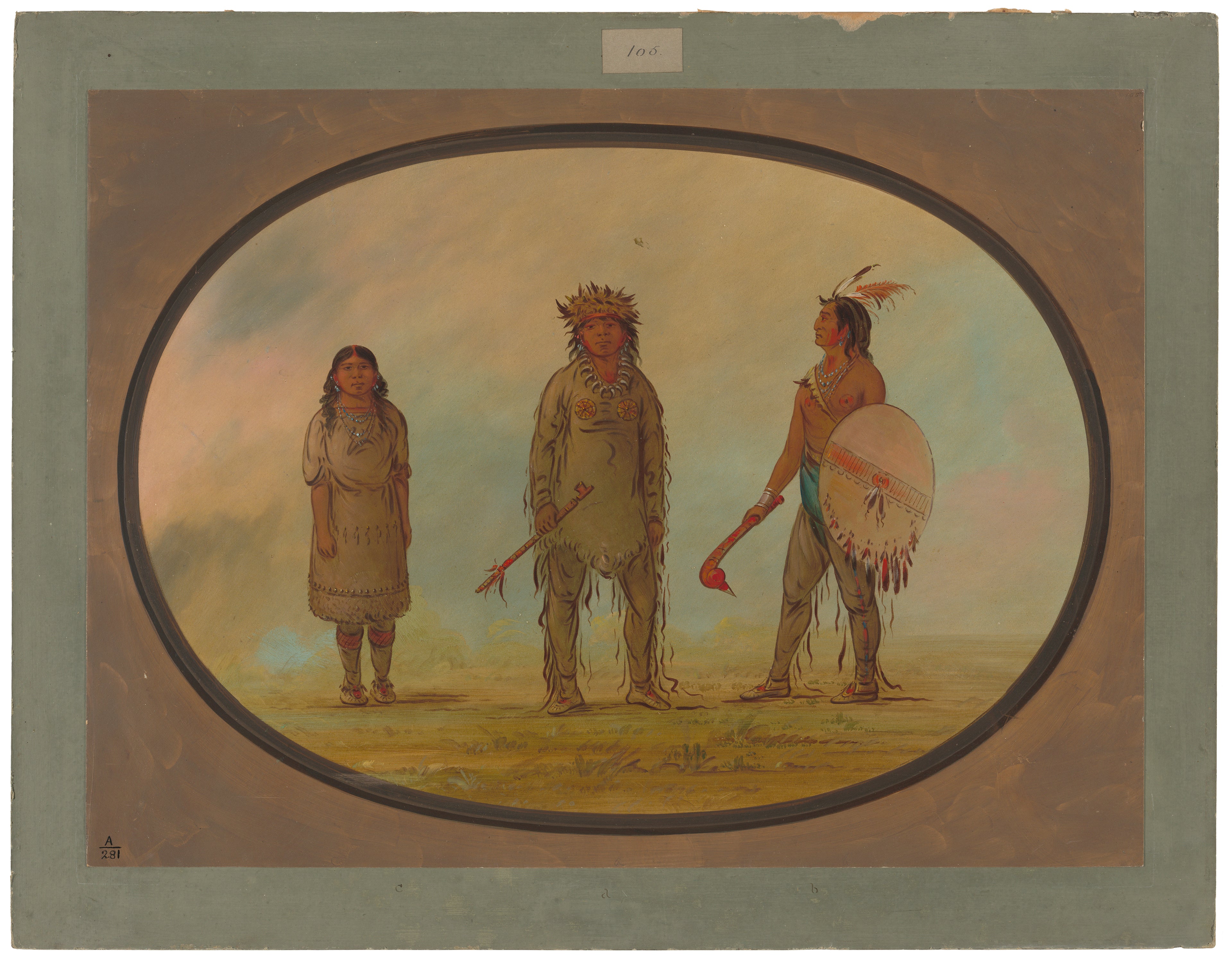 Chef Athapasca, sa femme et un guerrier - George Catlin