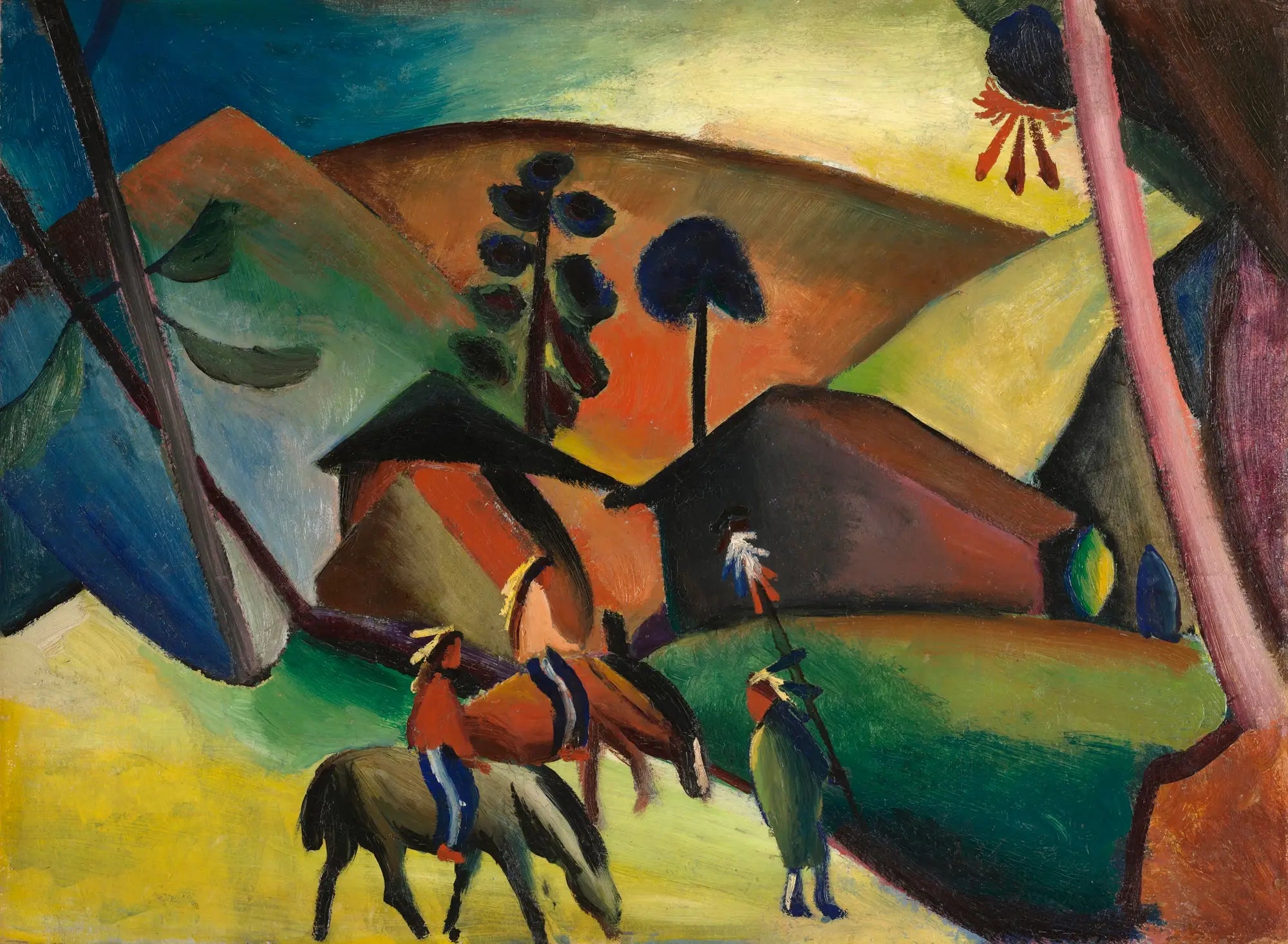 Reproduction du tableau « Indiens à cheval - August Macke » par Alpha Reproduction en peinture à l’huile