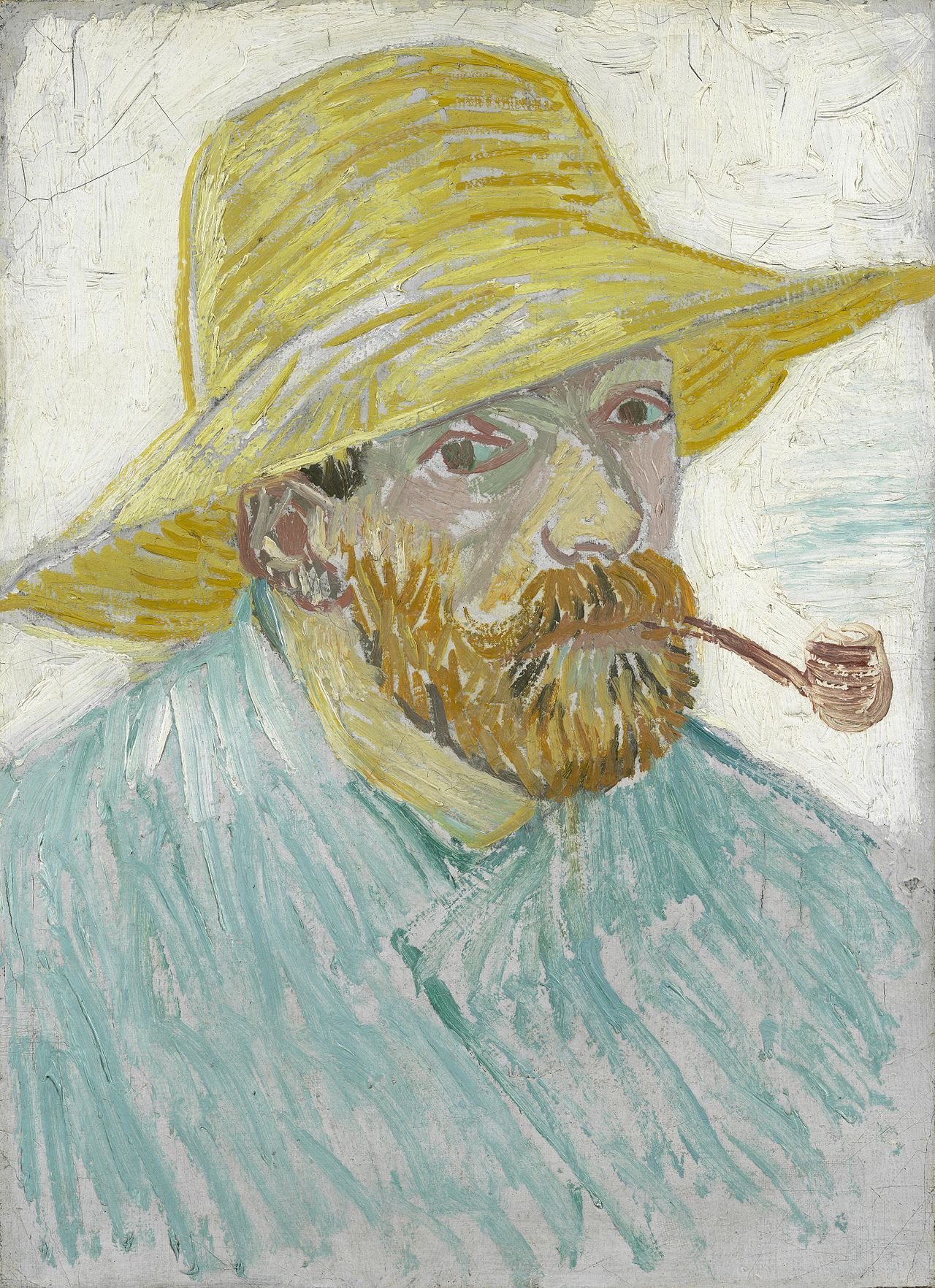 🎨 דיוקן עצמי עם כובע קש וצינור – וינסנט ואן גוך