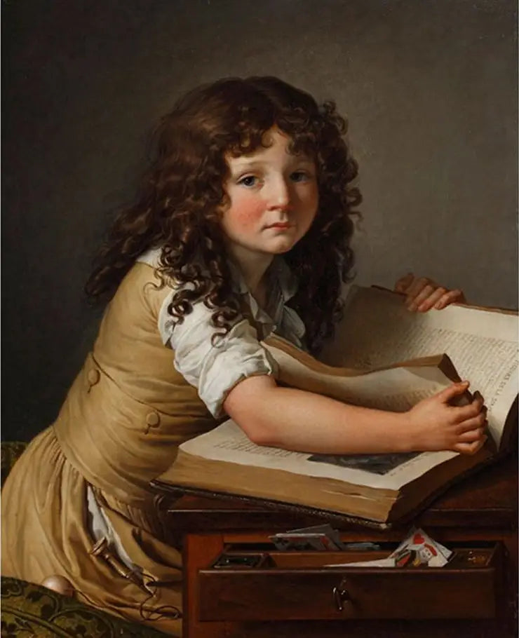 בנואה אגנס טריוזון מביט בדמויות בתוך ספר - אן-לואי גירודט