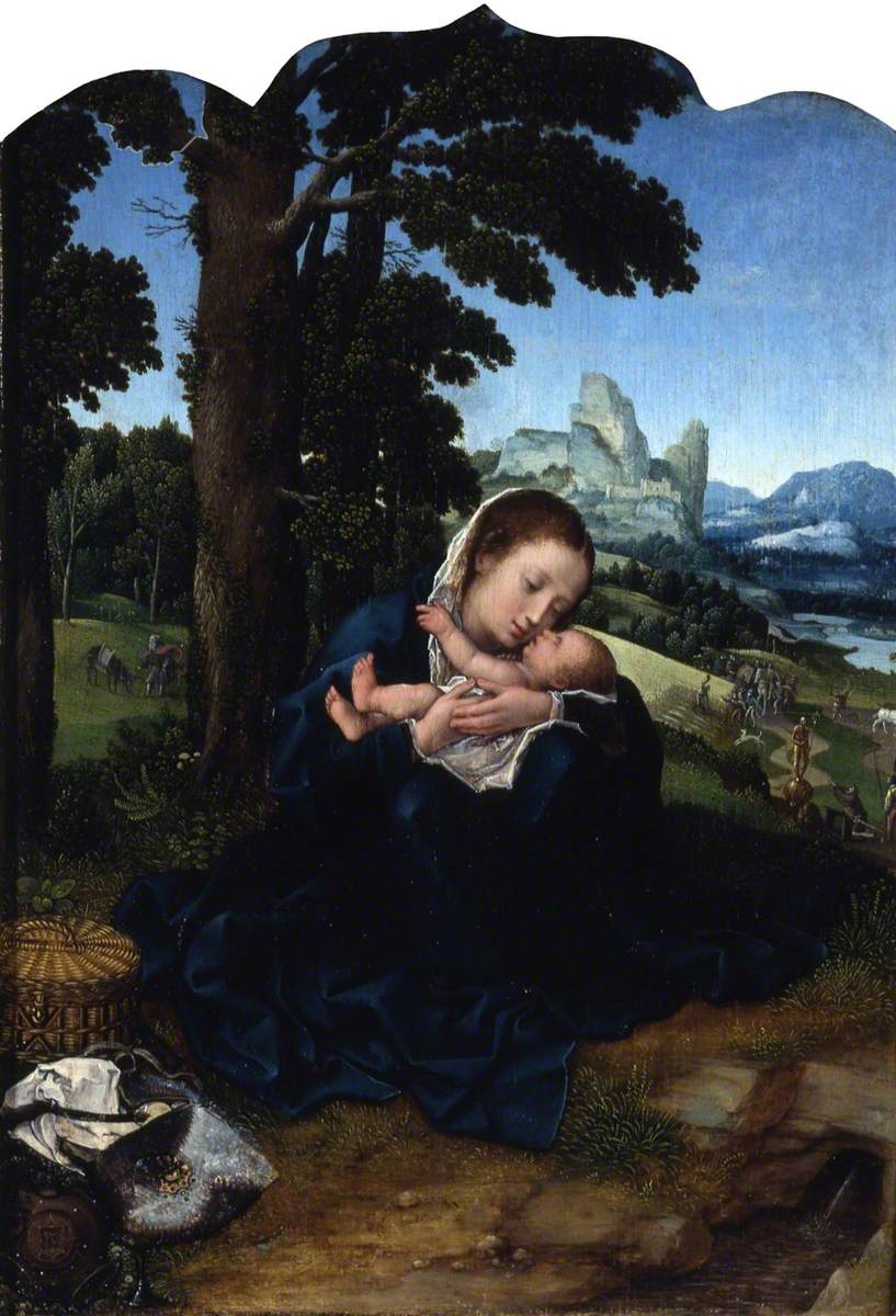 La Vierge à l'Enfant se reposant dans un paysage imaginaire - Bernard van Orley