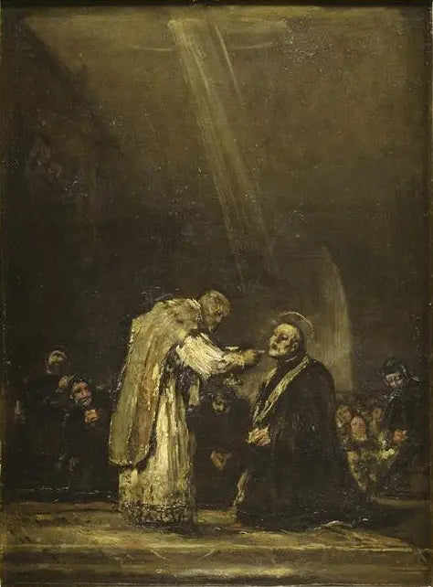 Reproduction du tableau « La dernière communion de San José de Calasanz - Francisco de Goya » par Alpha Reproduction en peinture à l’huile