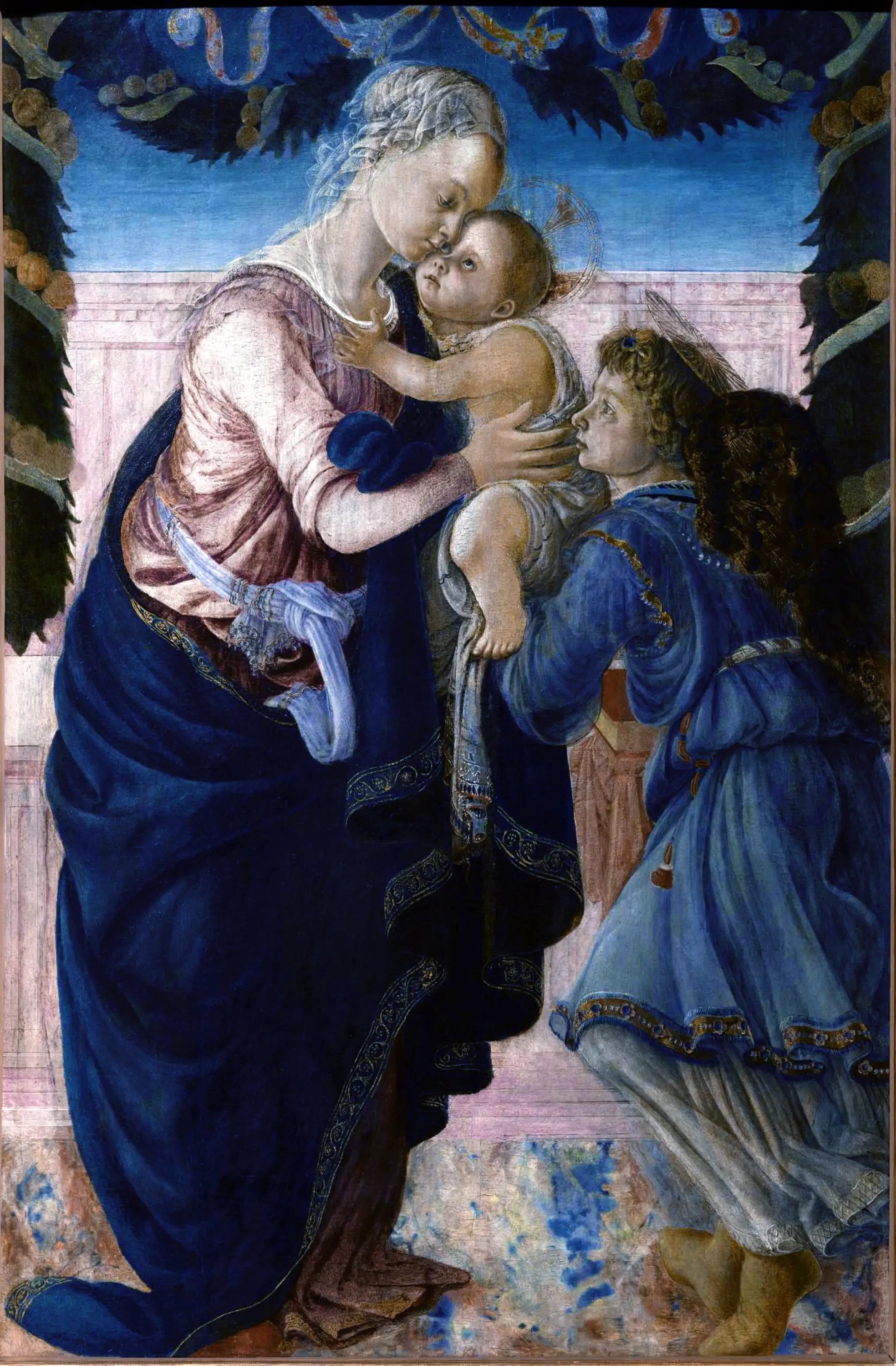 Vierge à l’Enfant soutenue par un ange sous une guirlande - Sandro Botticelli - Alpha Reproduction