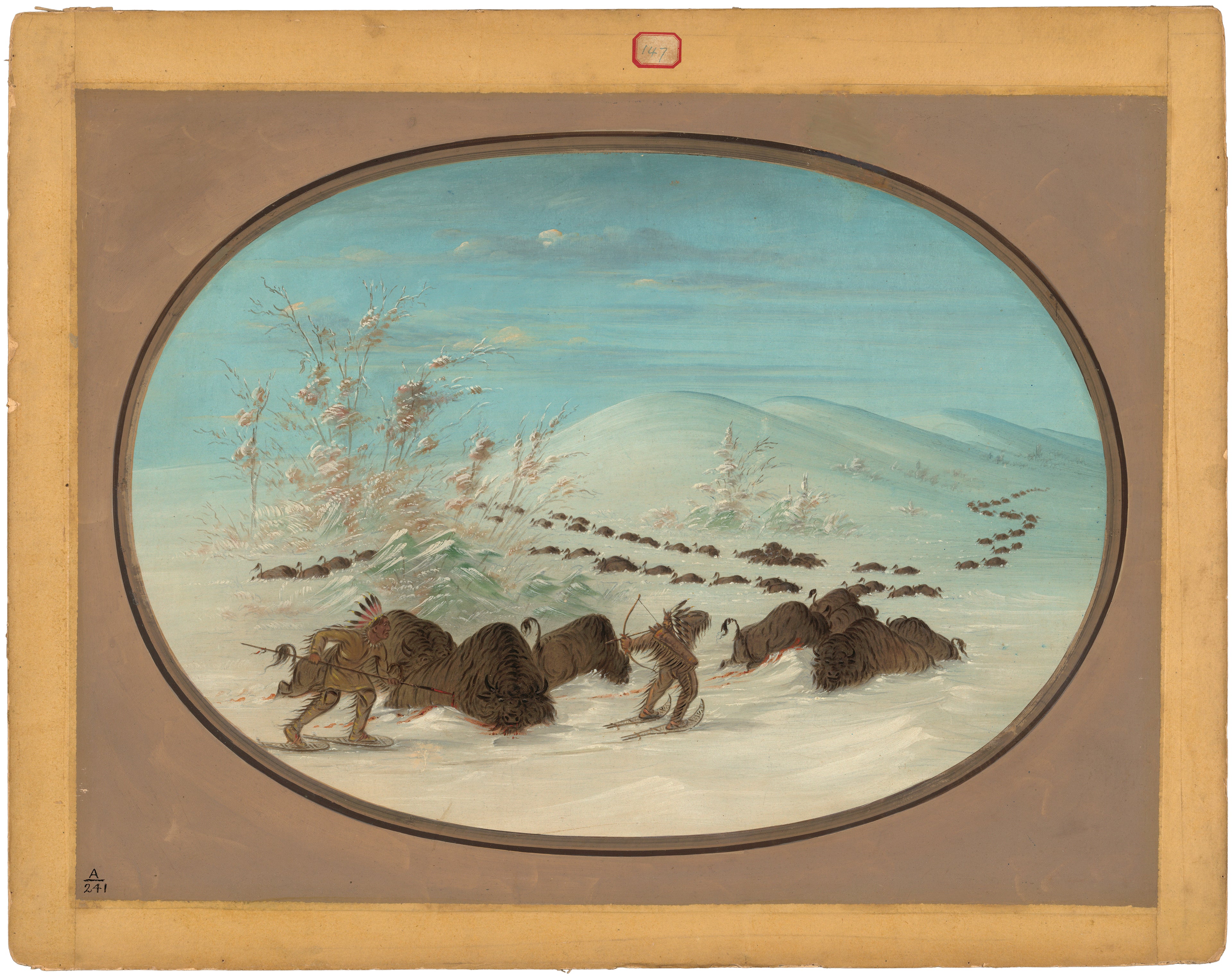 Chasse au bison dans les congères - Ojibbeway - George Catlin