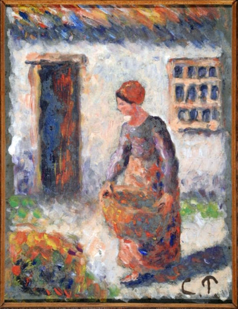 Reproduction du tableau « Paysanne à la manière - Camille Pissarro » par Alpha Reproduction en peinture à l’huile