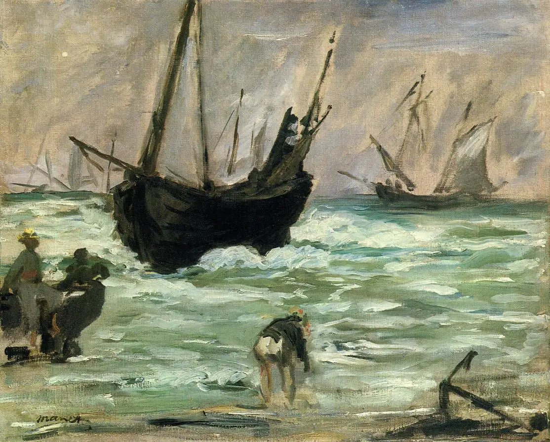 Reproduction du tableau « Bateaux abordants - Édouard Manet » par Alpha Reproduction en peinture à l’huile
