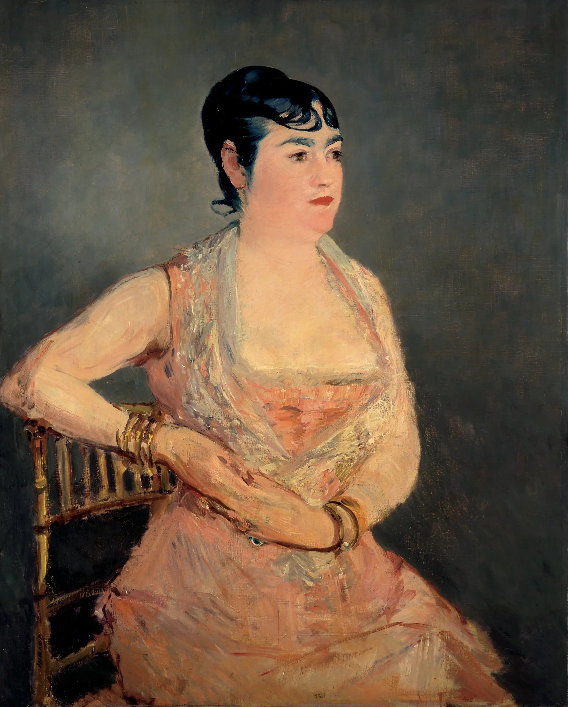 Reproduction du tableau « La Dame en rose - Édouard Manet » par Alpha Reproduction en peinture à l’huile