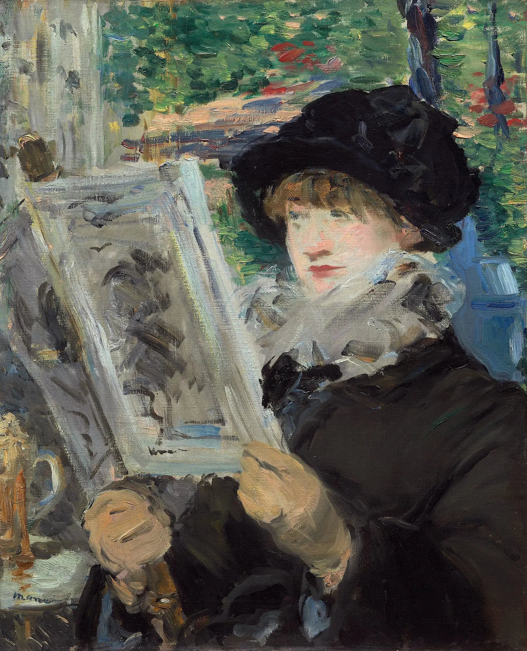 Reproduction du tableau « Lecture de l'illustré - Édouard Manet » par Alpha Reproduction en peinture à l’huile