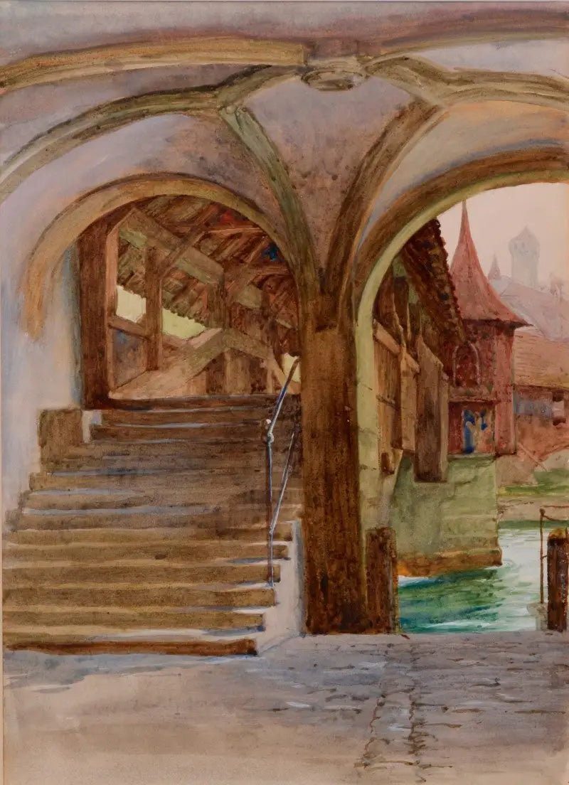 Pont de la Chapelle au lac des Quatre-Cantons - Frank Bernard Dicksee - Alpha Reproduction