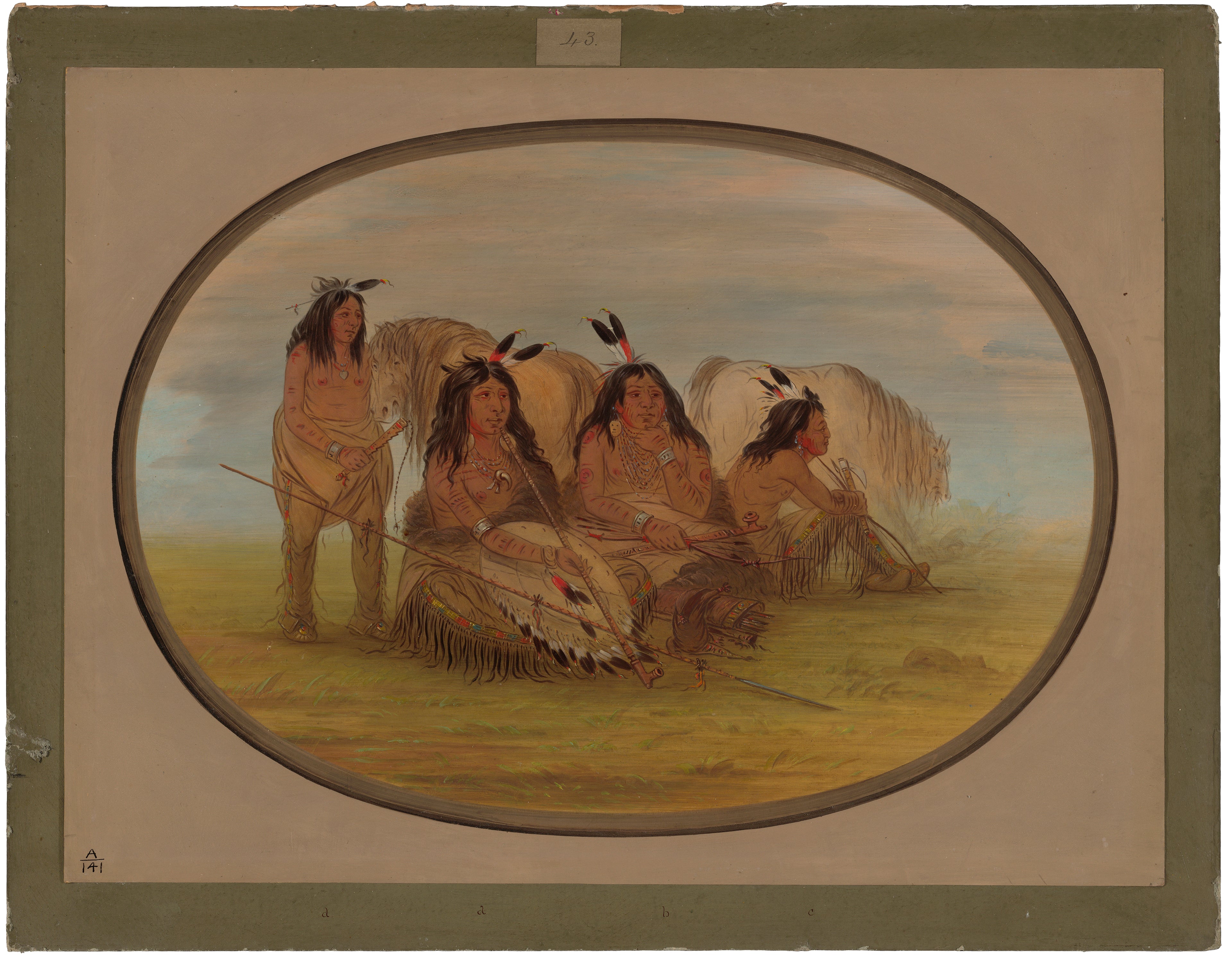 Chef Camanchee avec trois guerriers - George Catlin