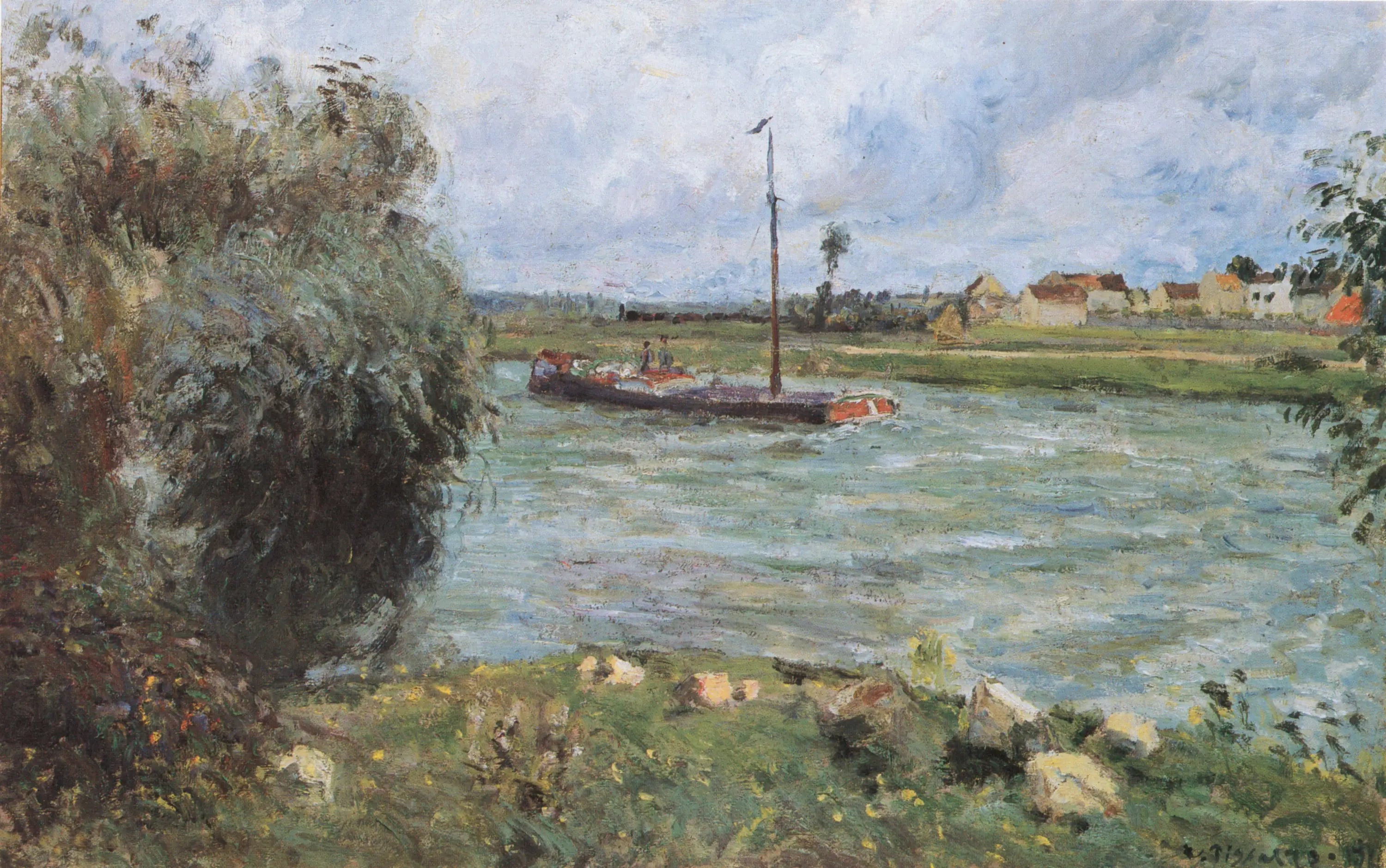 Reproduction du tableau « Bords de l'Oise à Pontoise - Camille Pissarro » par Alpha Reproduction en peinture à l’huile