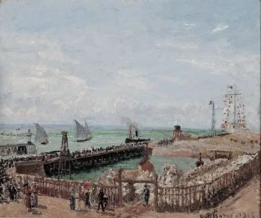 Reproduction du tableau « Entrée du port du Havre et le brise-lames ouest, soleil, matin - Camille Pissarro » par Alpha Reproduction en peinture à l’huile