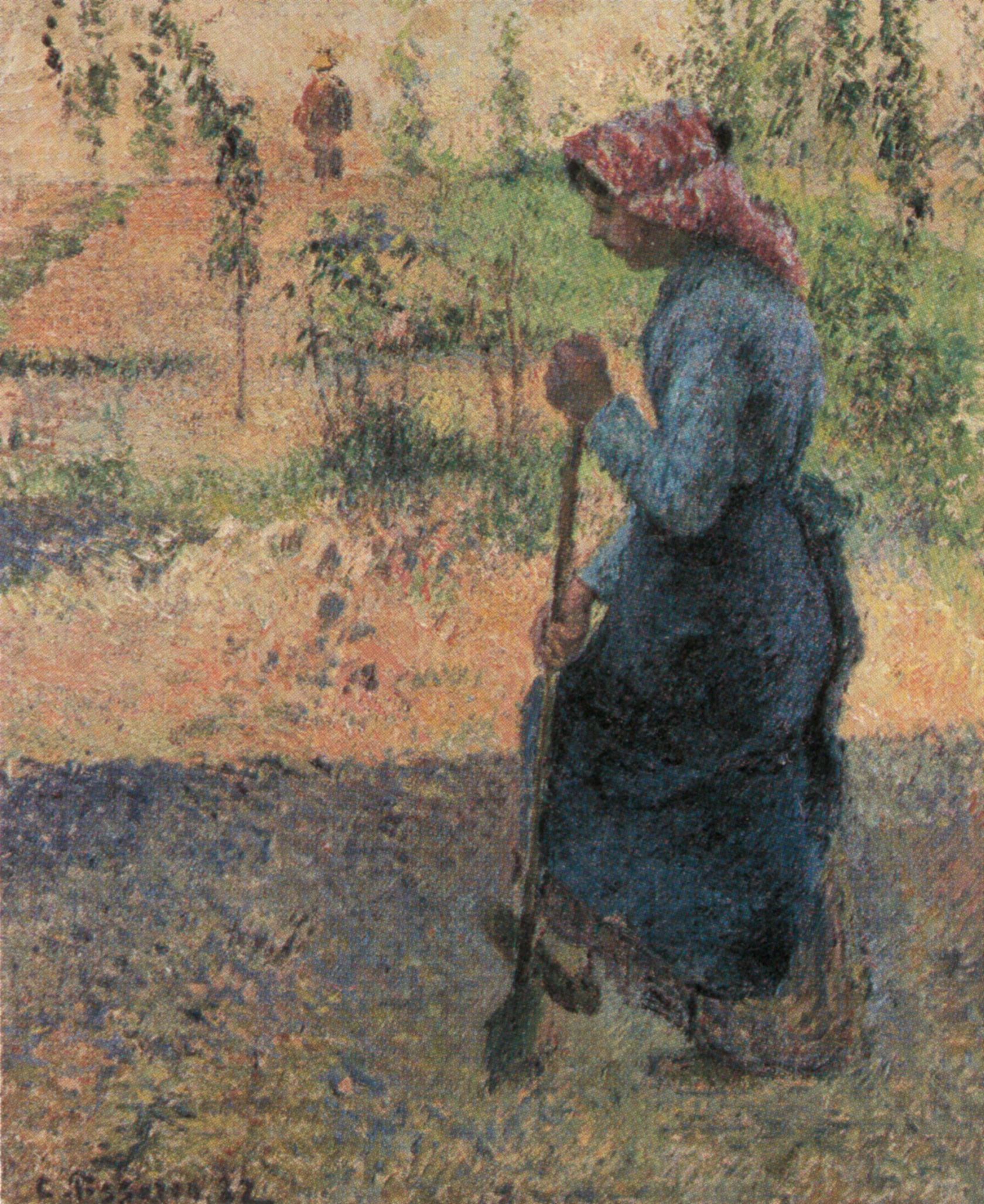Reproduction du tableau « Etude de paysanne en plein air (paysanne bêchant) - Camille Pissarro » par Alpha Reproduction en peinture à l’huile