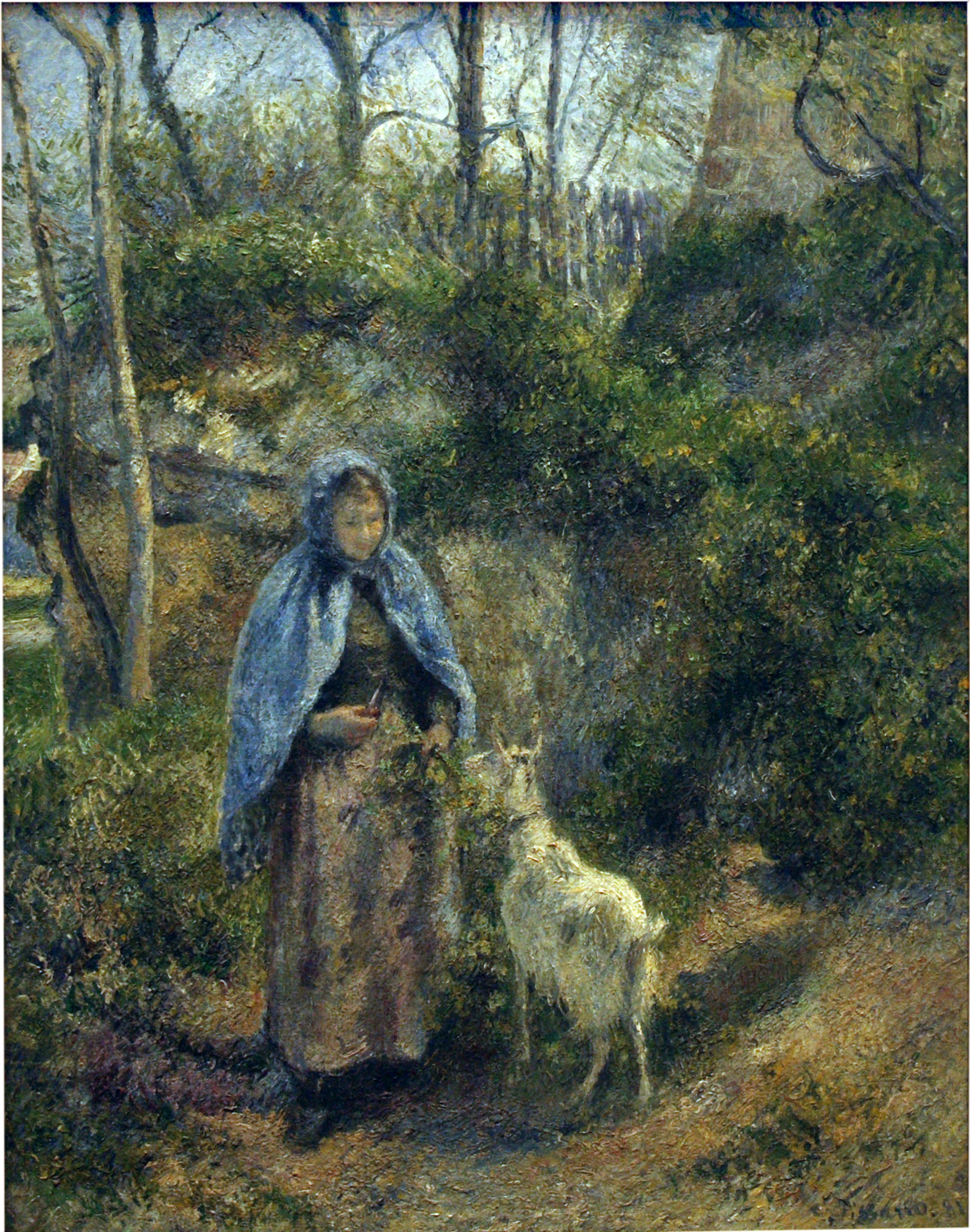 Reproduction du tableau « La Gardeuse de chèvre - Camille Pissarro » par Alpha Reproduction en peinture à l’huile