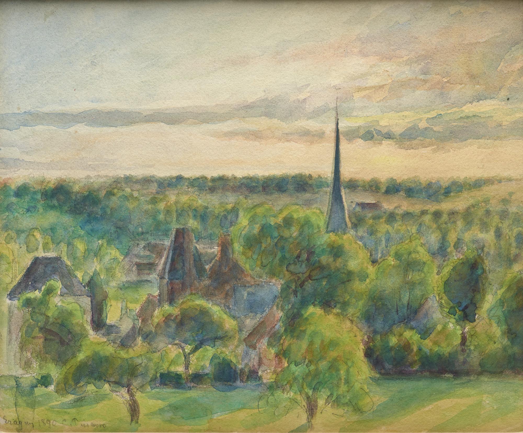 Reproduction du tableau « Paysage à Eragny - Camille Pissarro » par Alpha Reproduction en peinture à l’huile