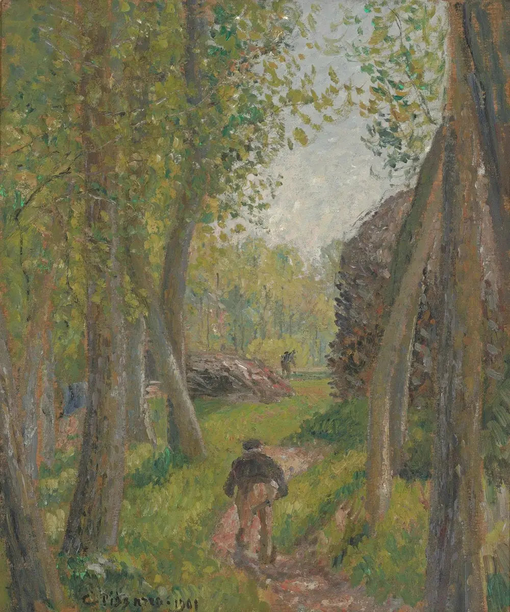 Reproduction du tableau « Paysan vu de dos dans un sous-bois, Moret - Camille Pissarro » par Alpha Reproduction en peinture à l’huile