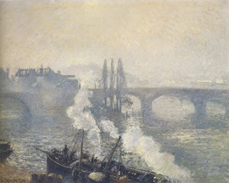 Reproduction du tableau « Le Pont Corneille à Rouen, brume du matin - Camille Pissarro » par Alpha Reproduction en peinture à l’huile