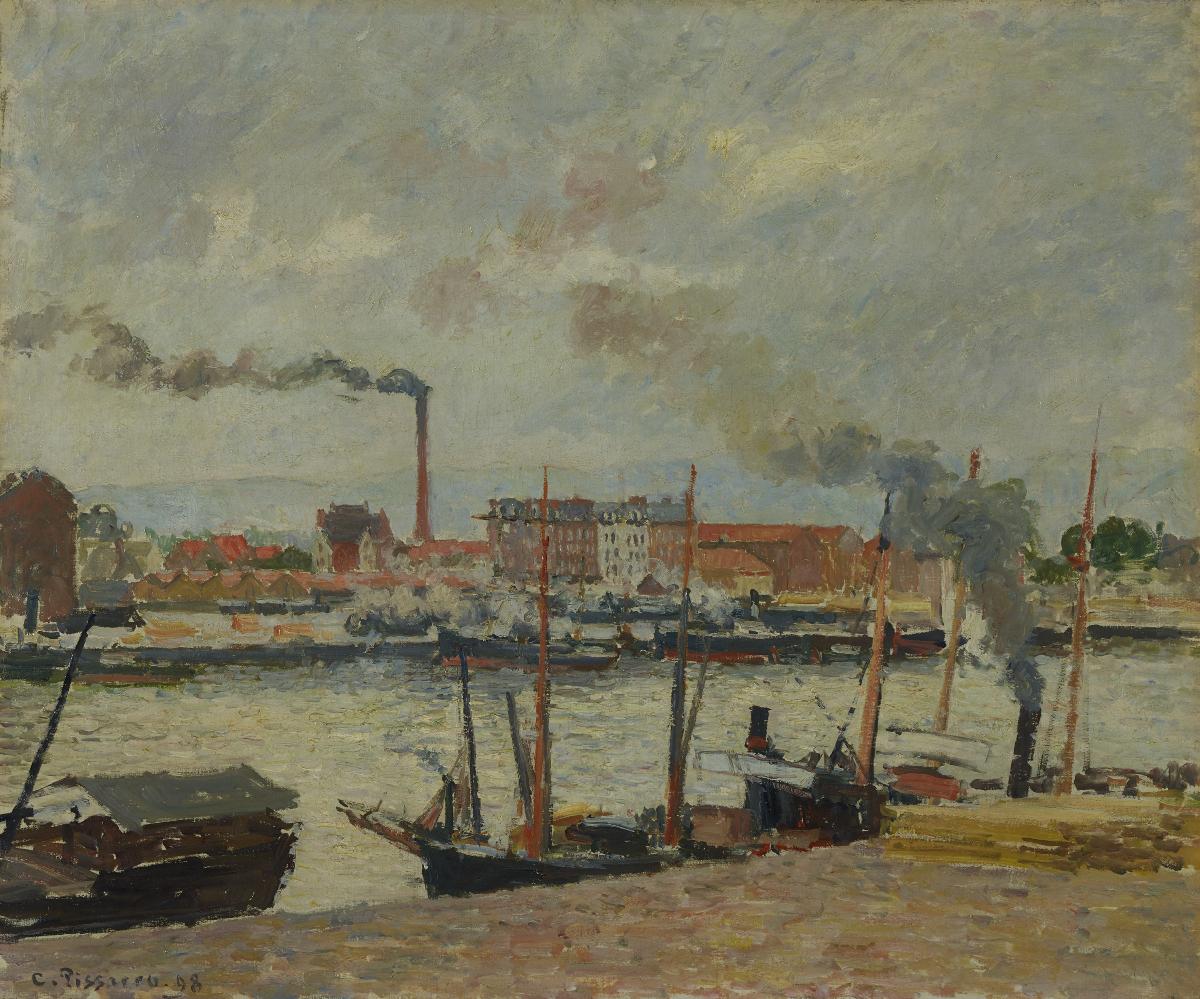 Reproduction du tableau « Rouen. Quai de la Bourse, pluie - Camille Pissarro » par Alpha Reproduction en peinture à l’huile