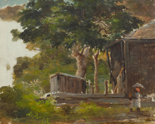 Reproduction du tableau « Scène villageoise - Camille Pissarro » par Alpha Reproduction en peinture à l’huile