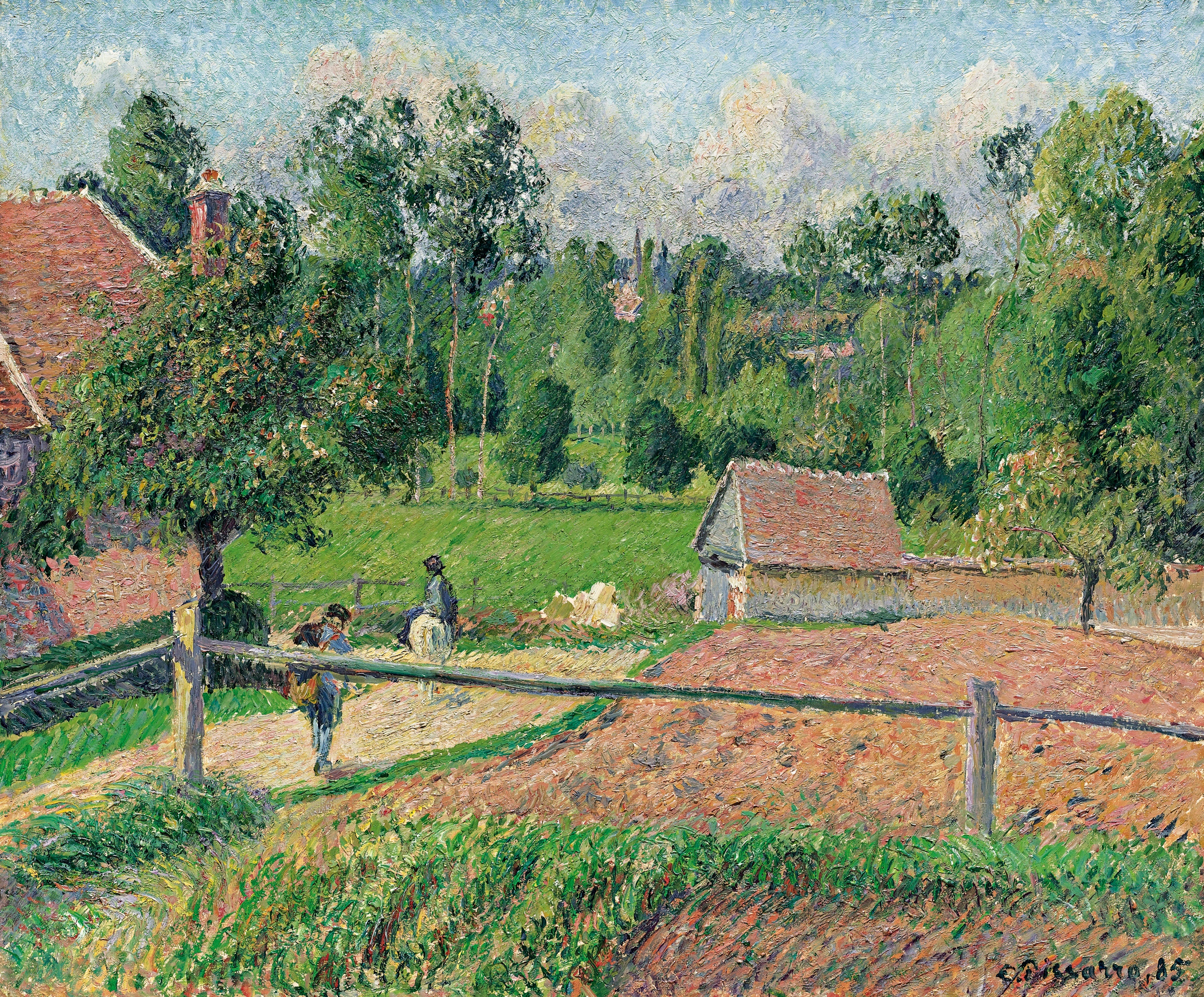 Reproduction du tableau « Vue de la fenêtre de l'artiste, Eragny - Camille Pissarro » par Alpha Reproduction en peinture à l’huile