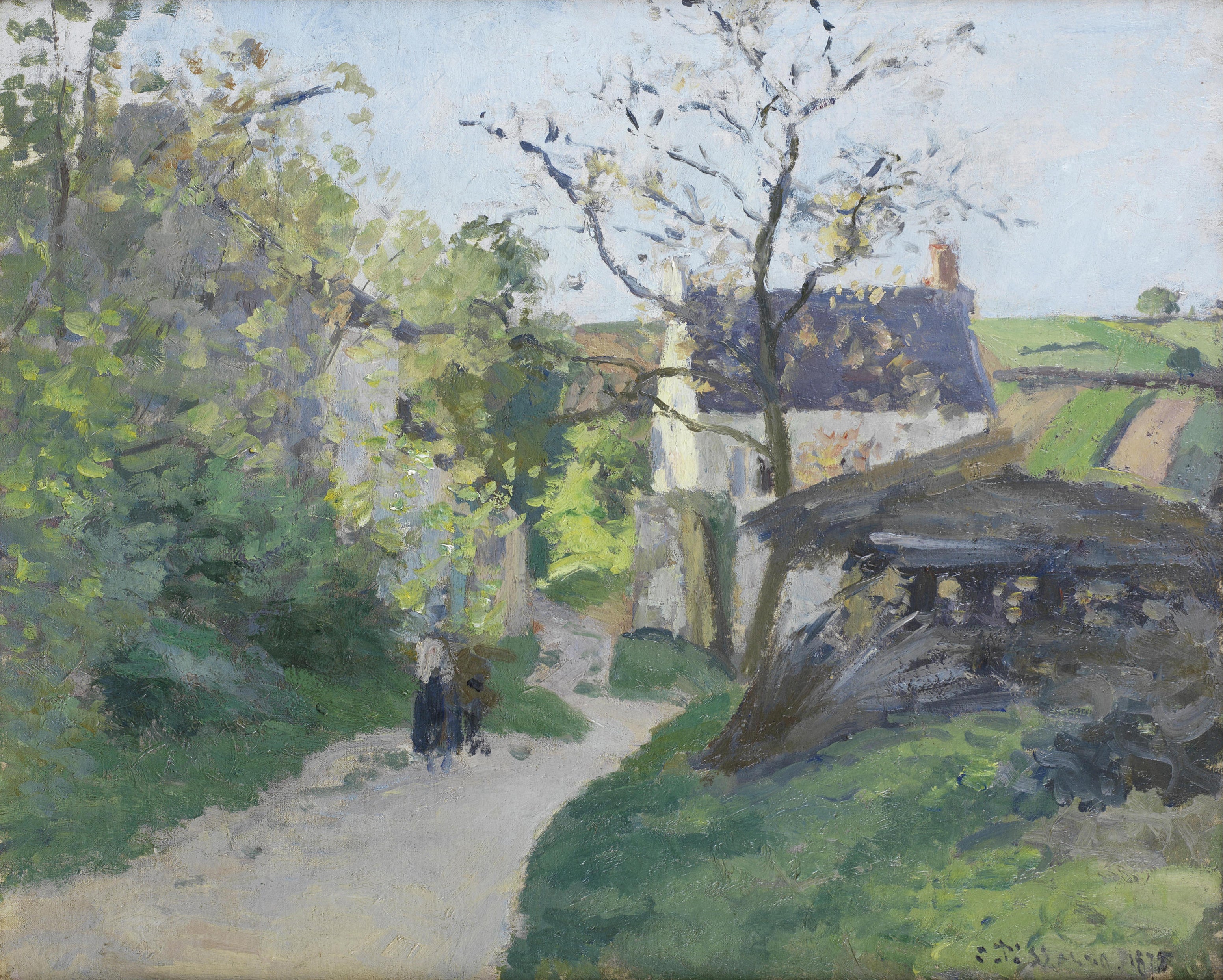 Reproduction du tableau « Le Grand Noyer, la maison Rondest, Pontoise - Camille Pissarro » par Alpha Reproduction en peinture à l’huile